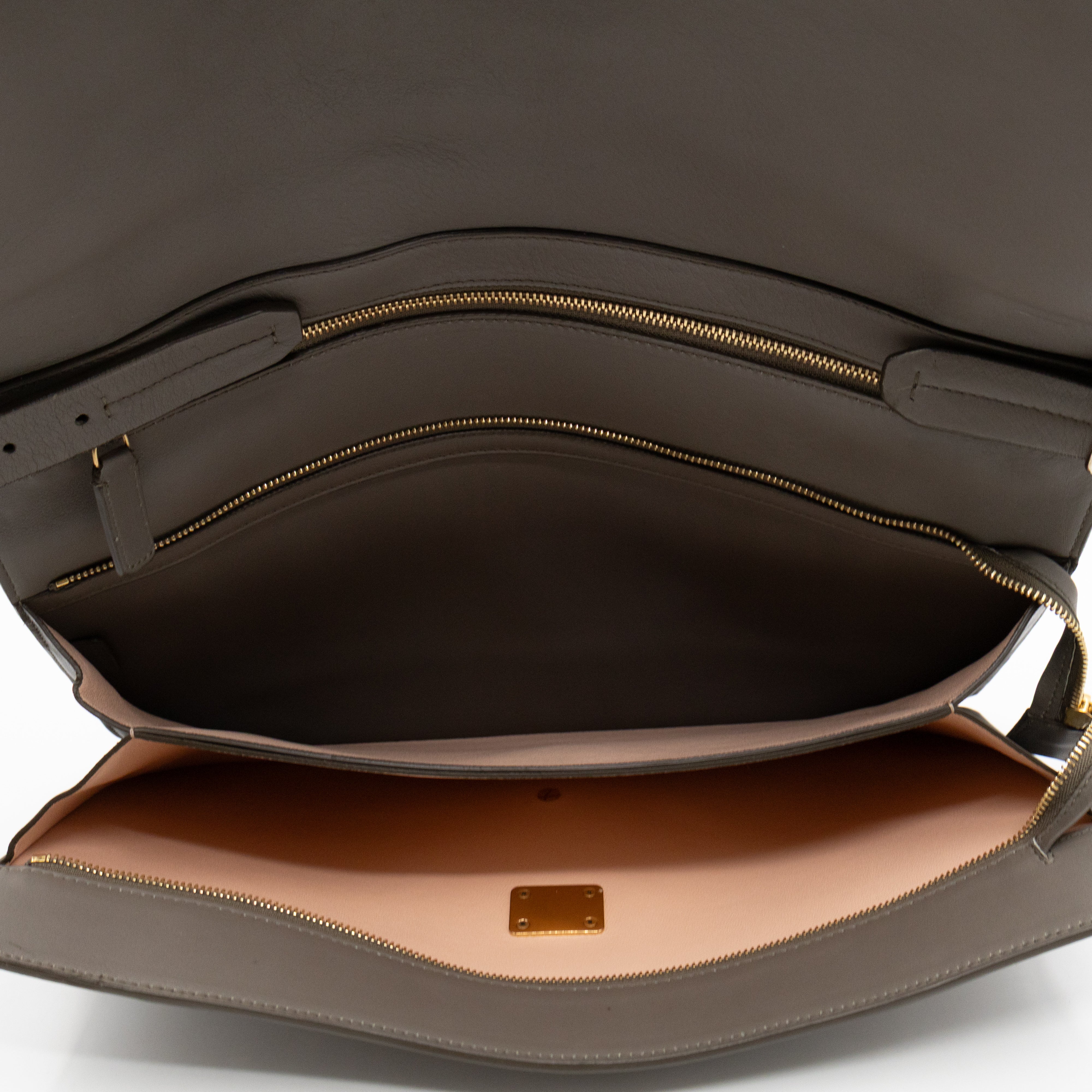 Clasp Fold-over Bag Grey Leather