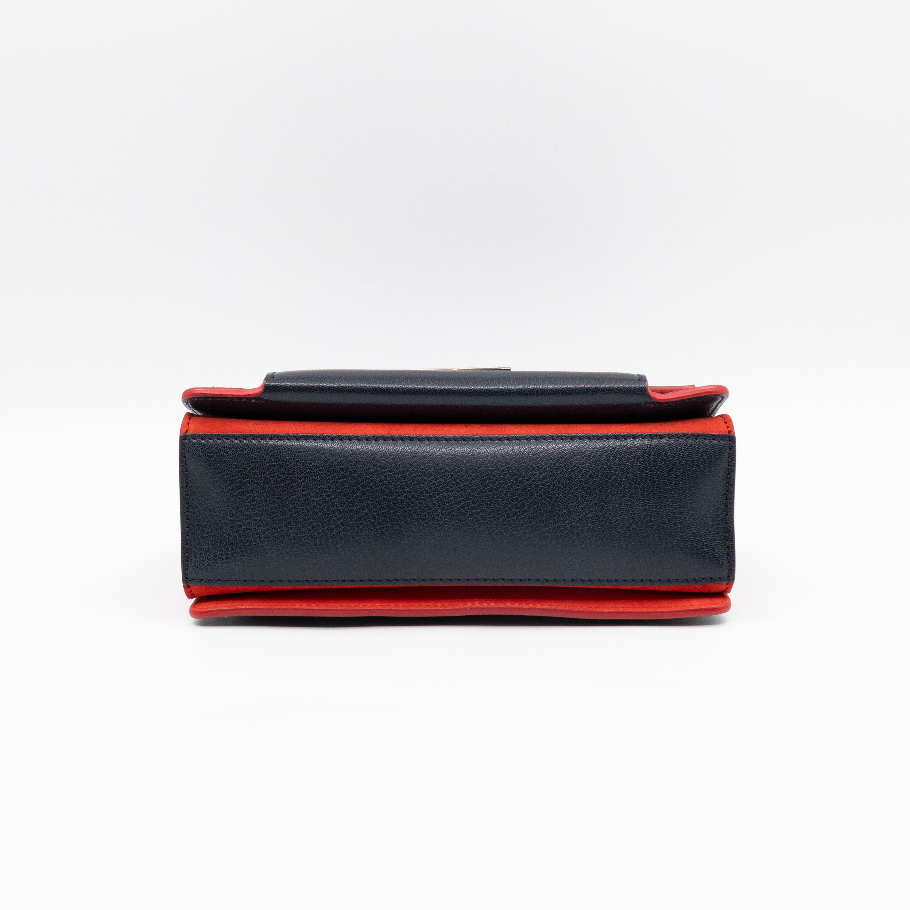 GV3 Small Crossbody Bag Blue Leather Red Suede