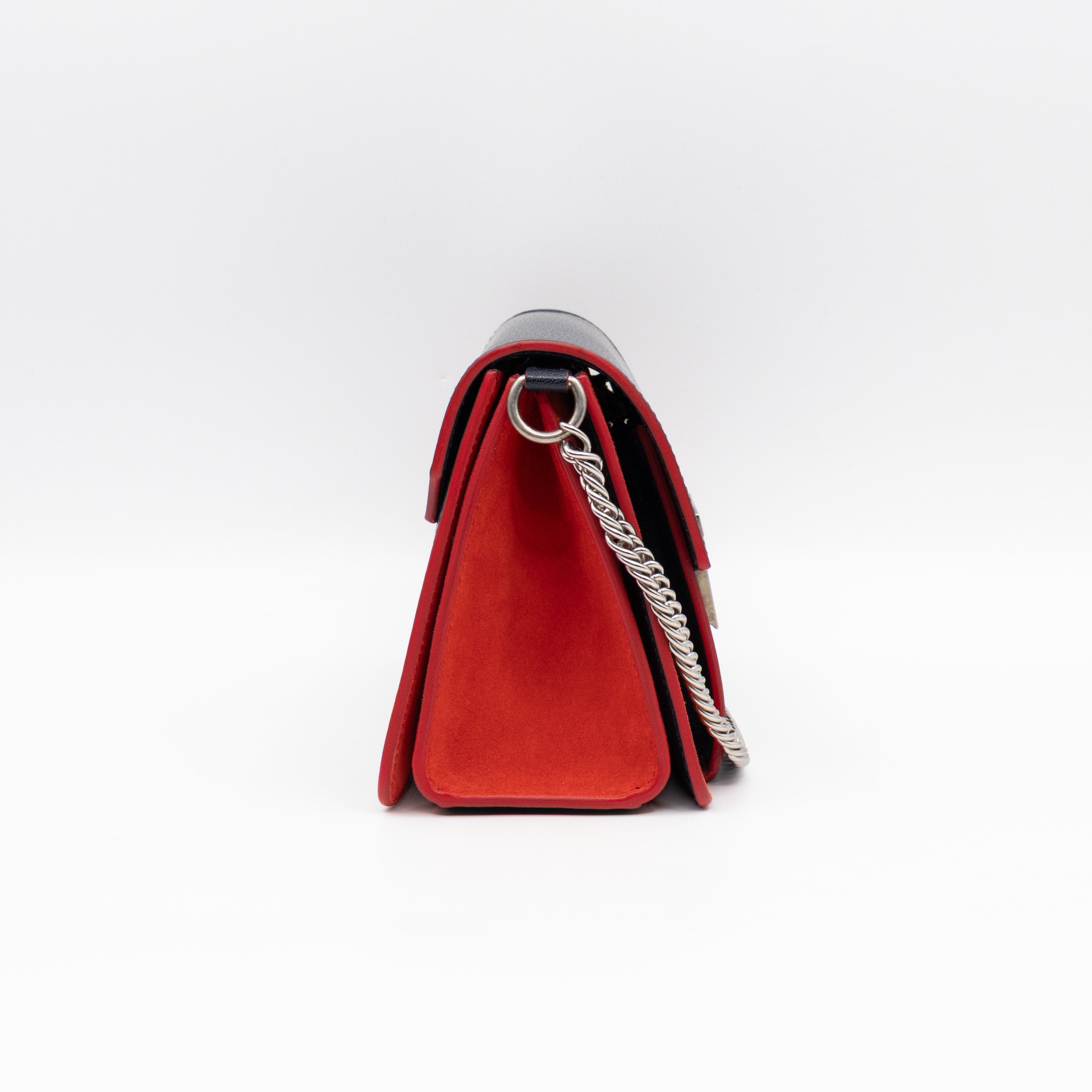 GV3 Small Crossbody Bag Blue Leather Red Suede