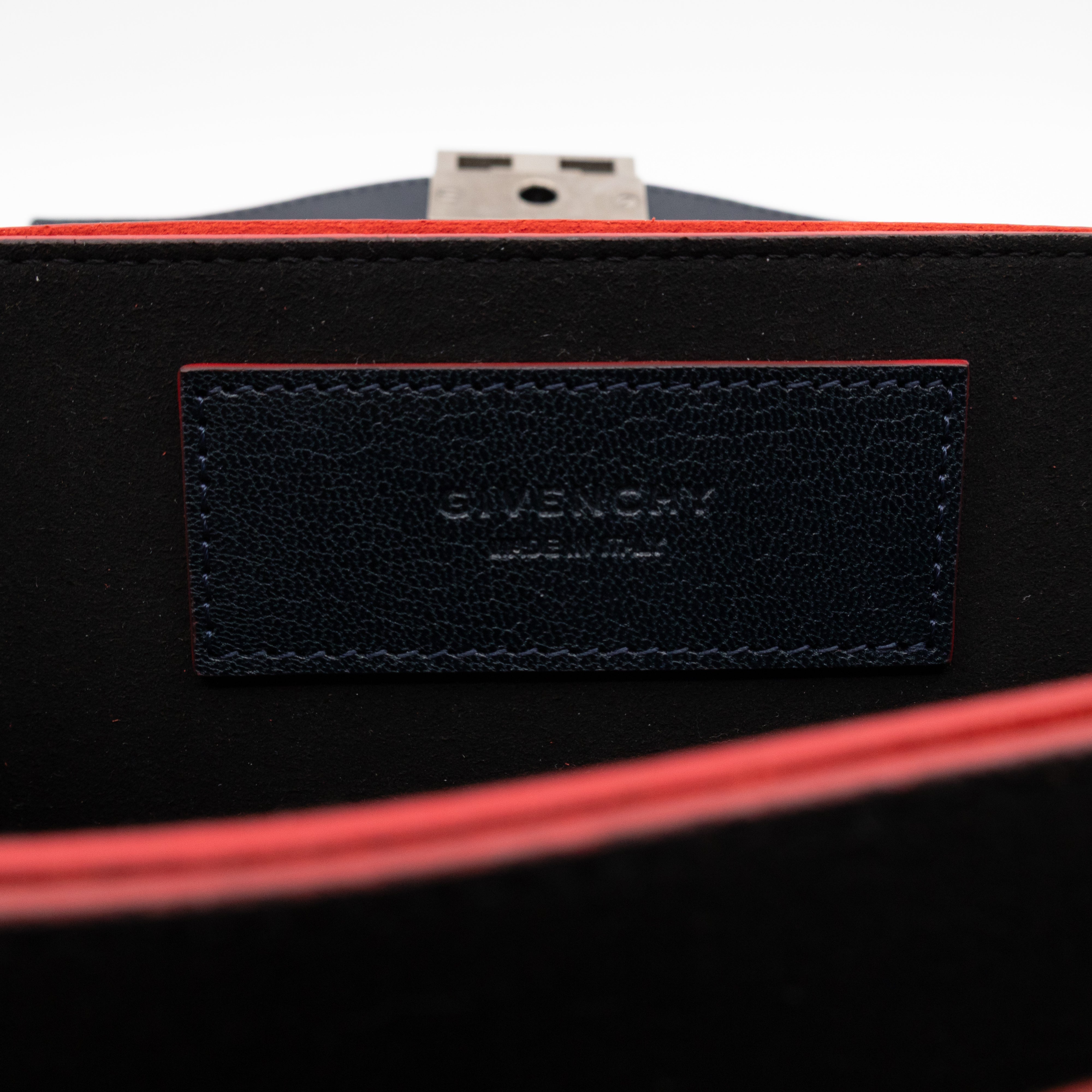 GV3 Small Crossbody Bag Blue Leather Red Suede