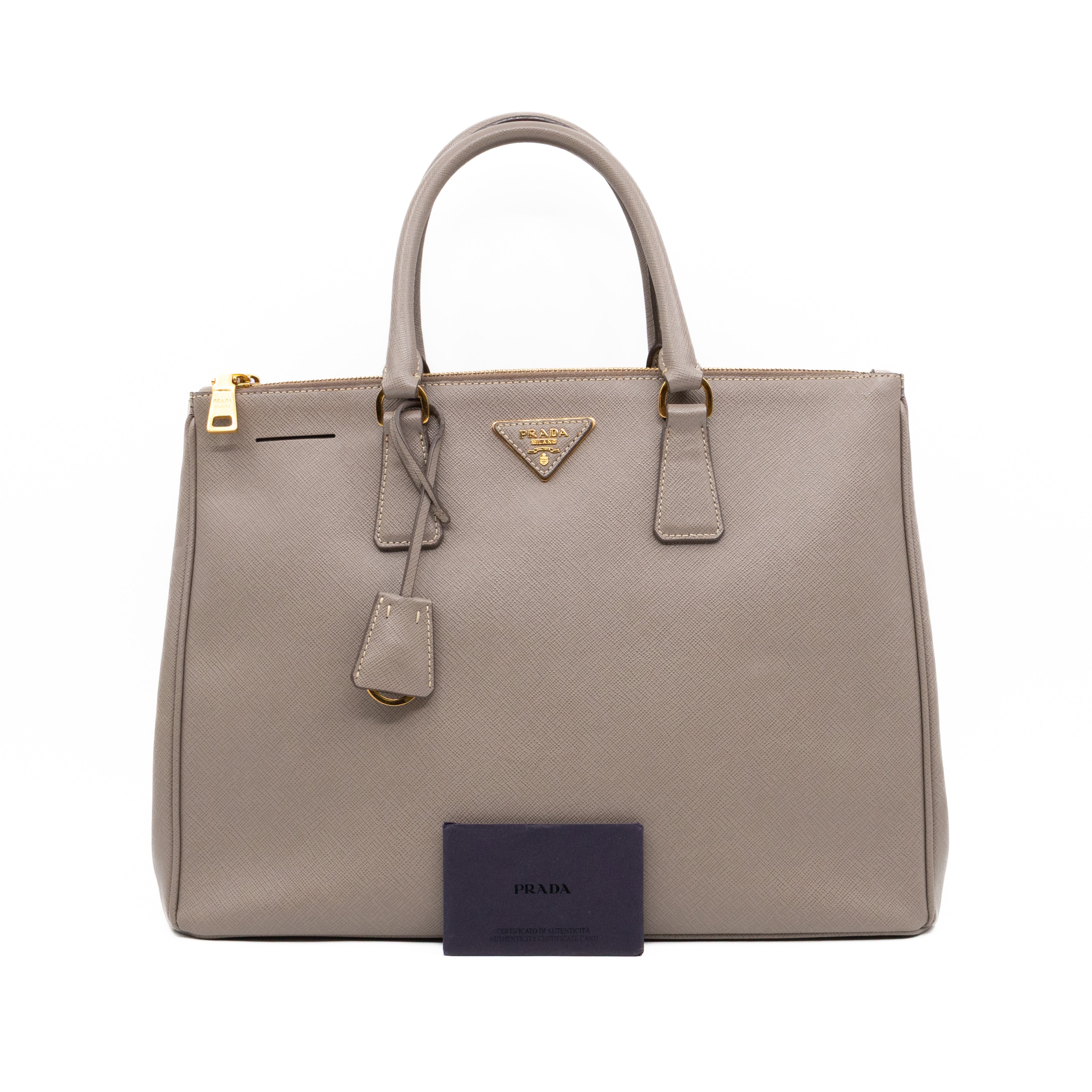 Galleria Large Double Zip Argilla Grey Saffiano Leather