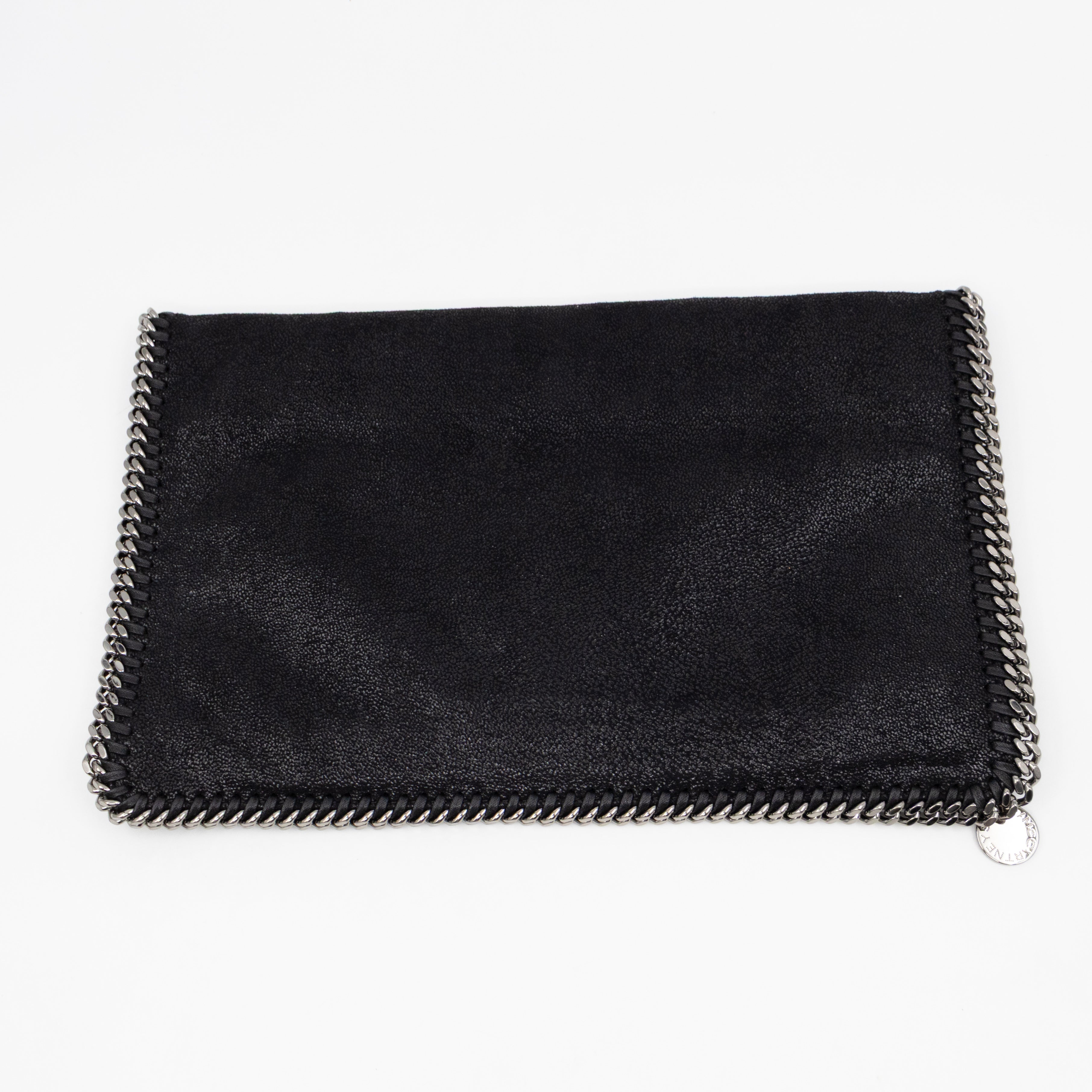 Falabella Fold Over Clutch Black Silver
