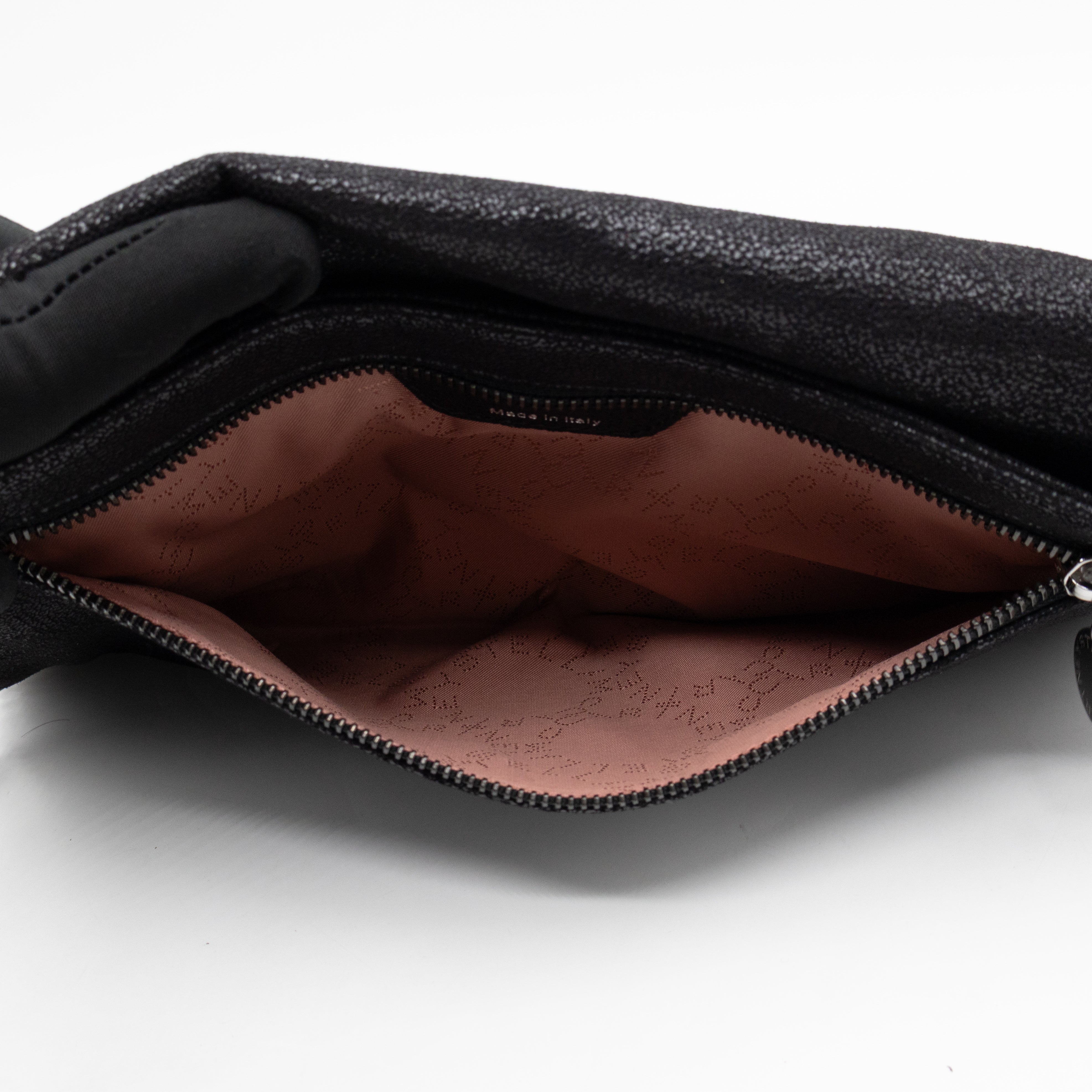 Falabella Fold Over Clutch Black Silver