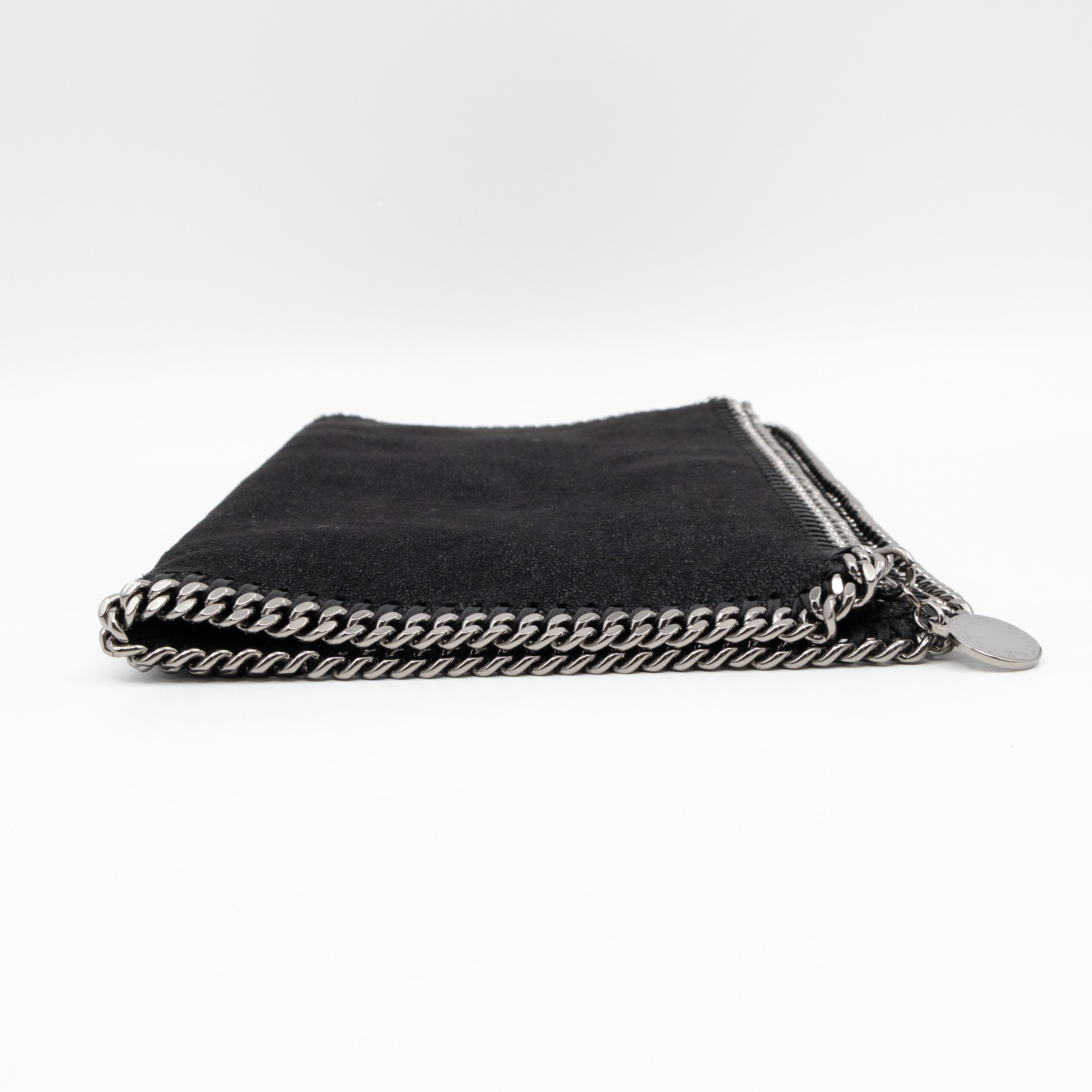 Falabella Fold Over Clutch Black Silver