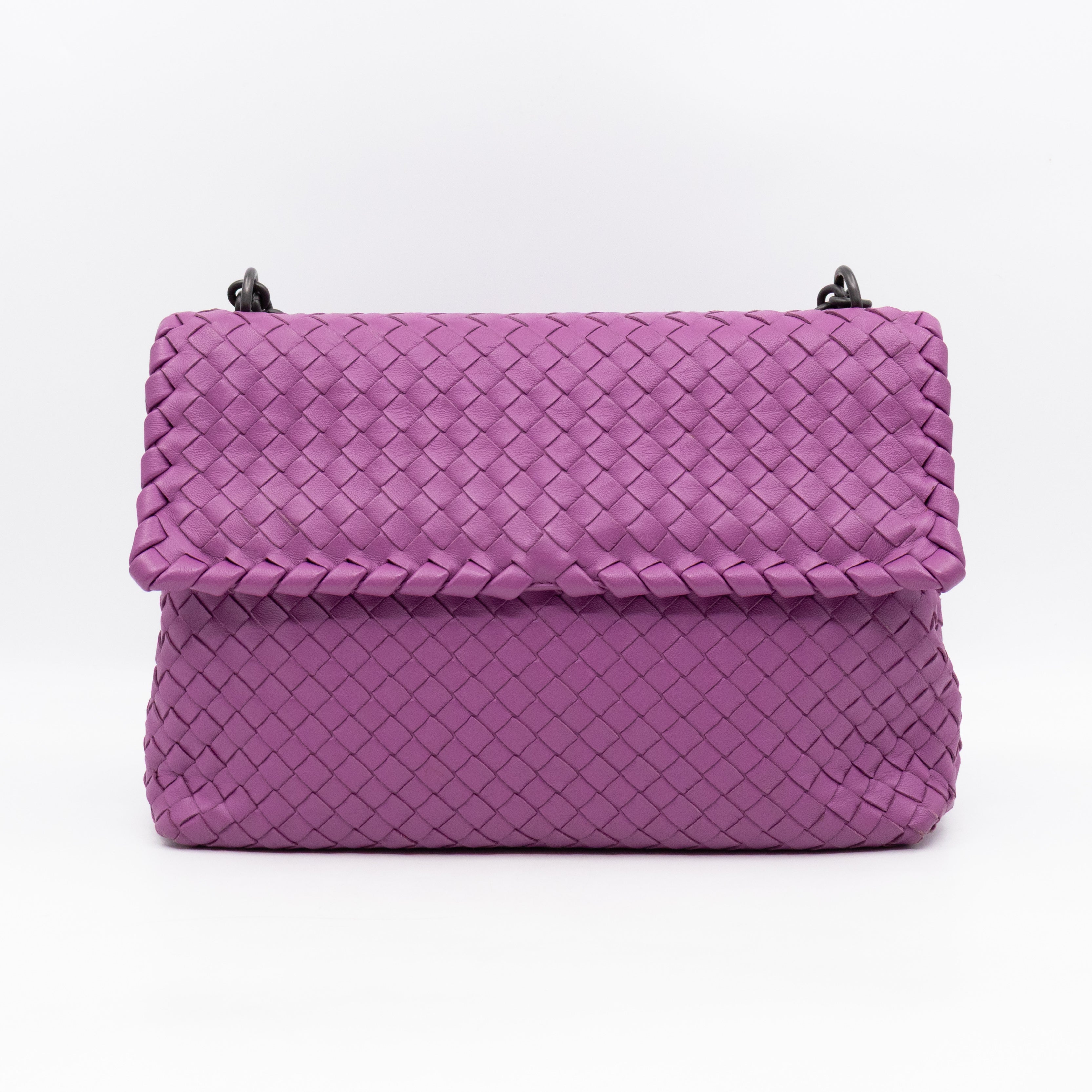 Olimpia Crossbody Bag Purple Intrecciato Leather