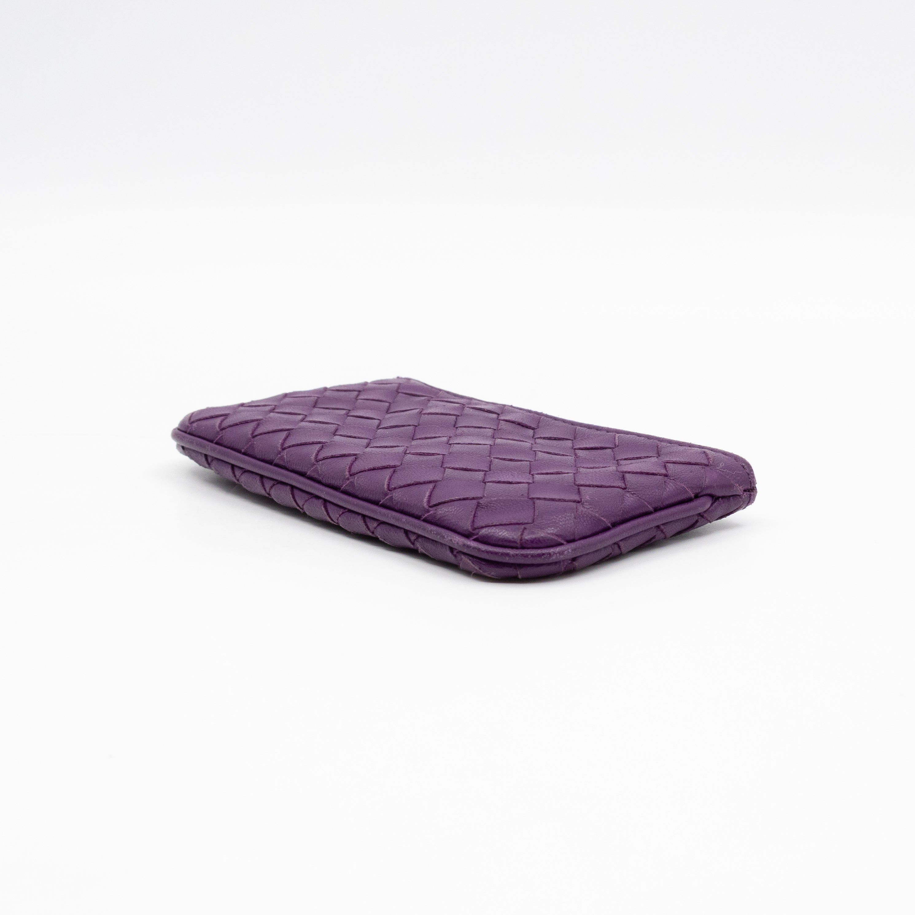 Key Pouch Purple Intrecciato Leather