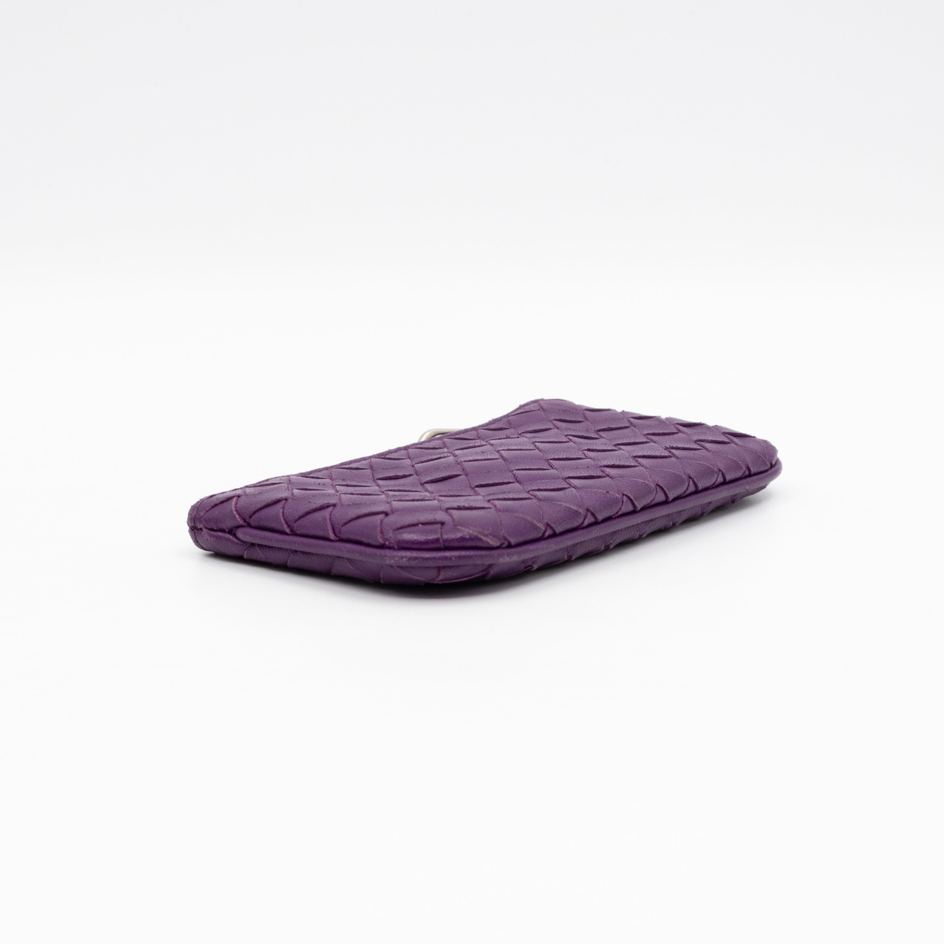 Key Pouch Purple Intrecciato Leather