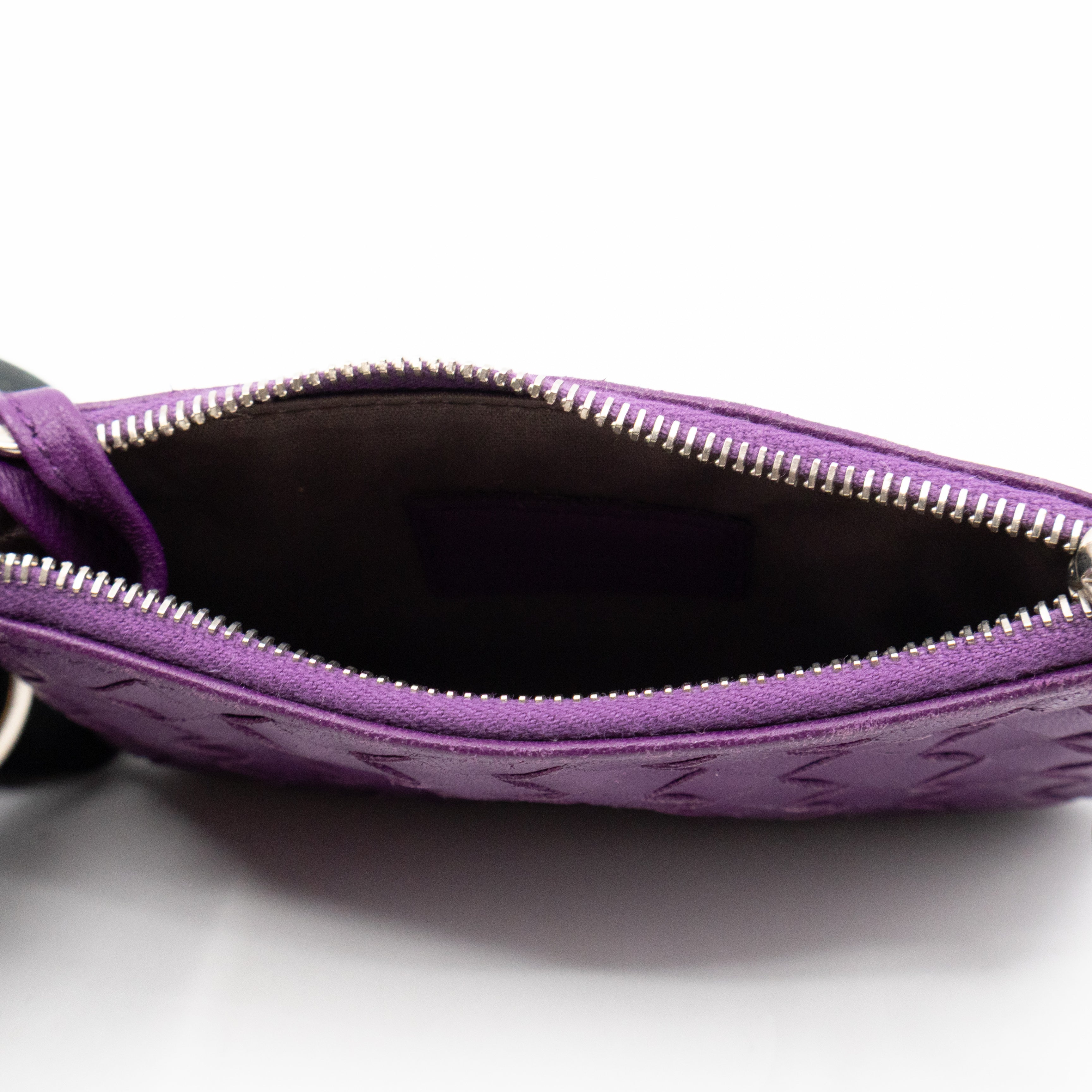 Key Pouch Purple Intrecciato Leather