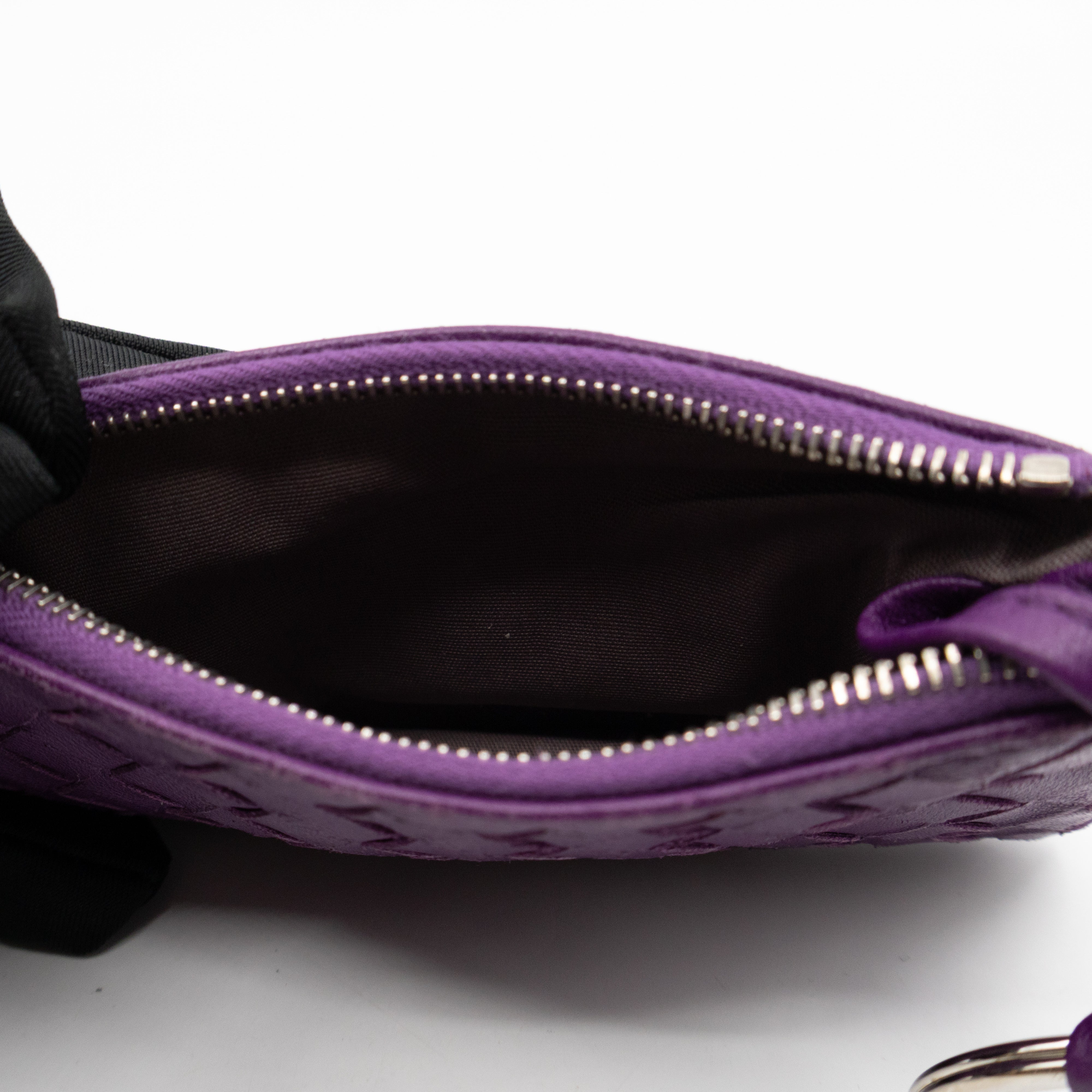 Key Pouch Purple Intrecciato Leather