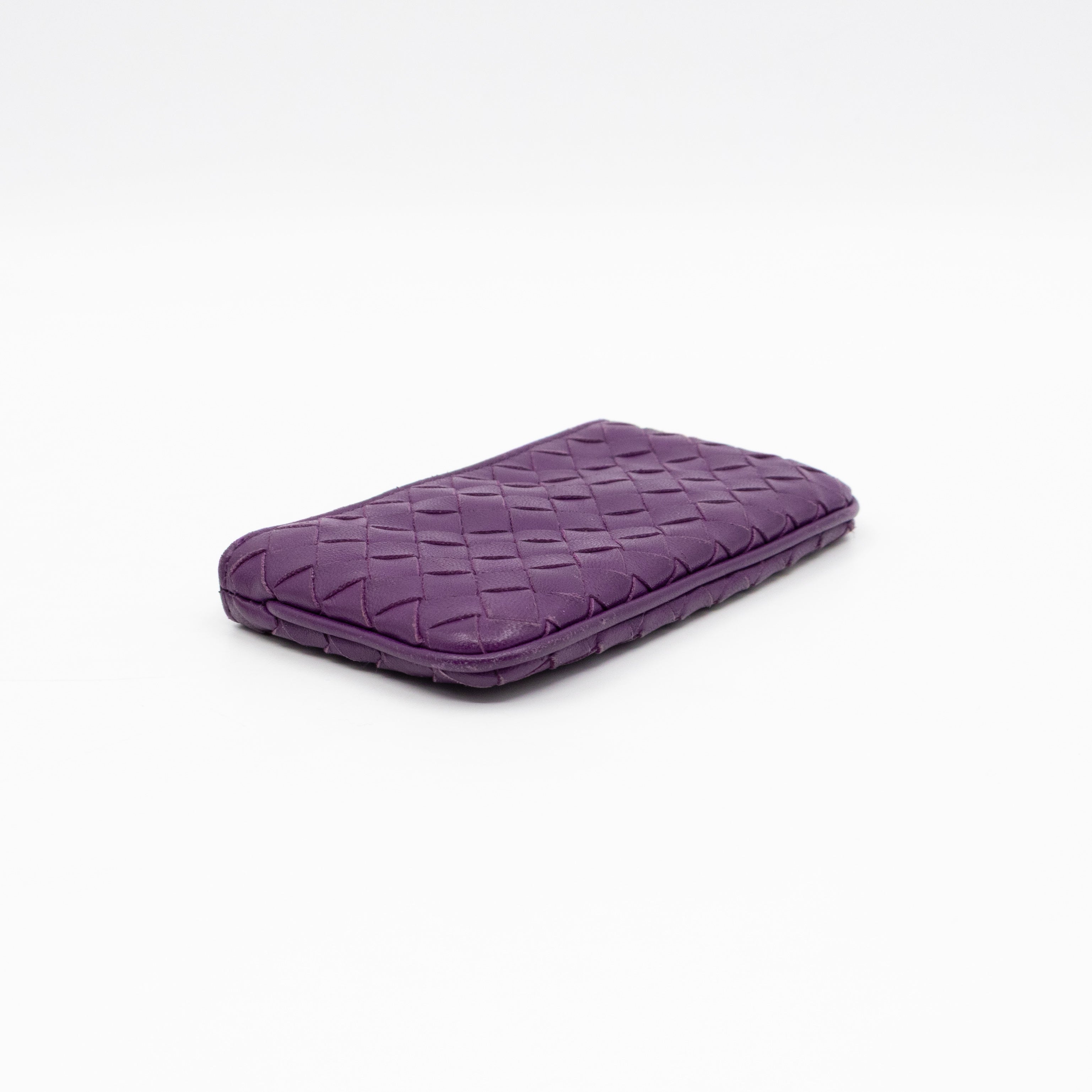 Key Pouch Purple Intrecciato Leather