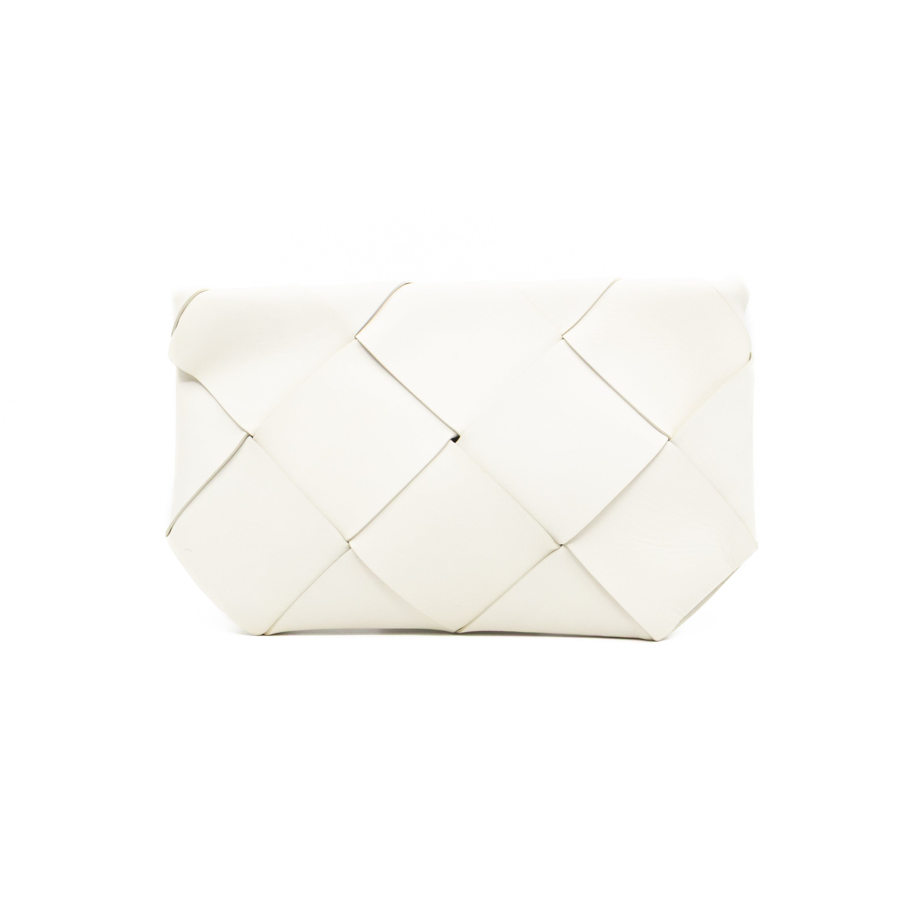 Clutch Maxi White Intrecciato Leather