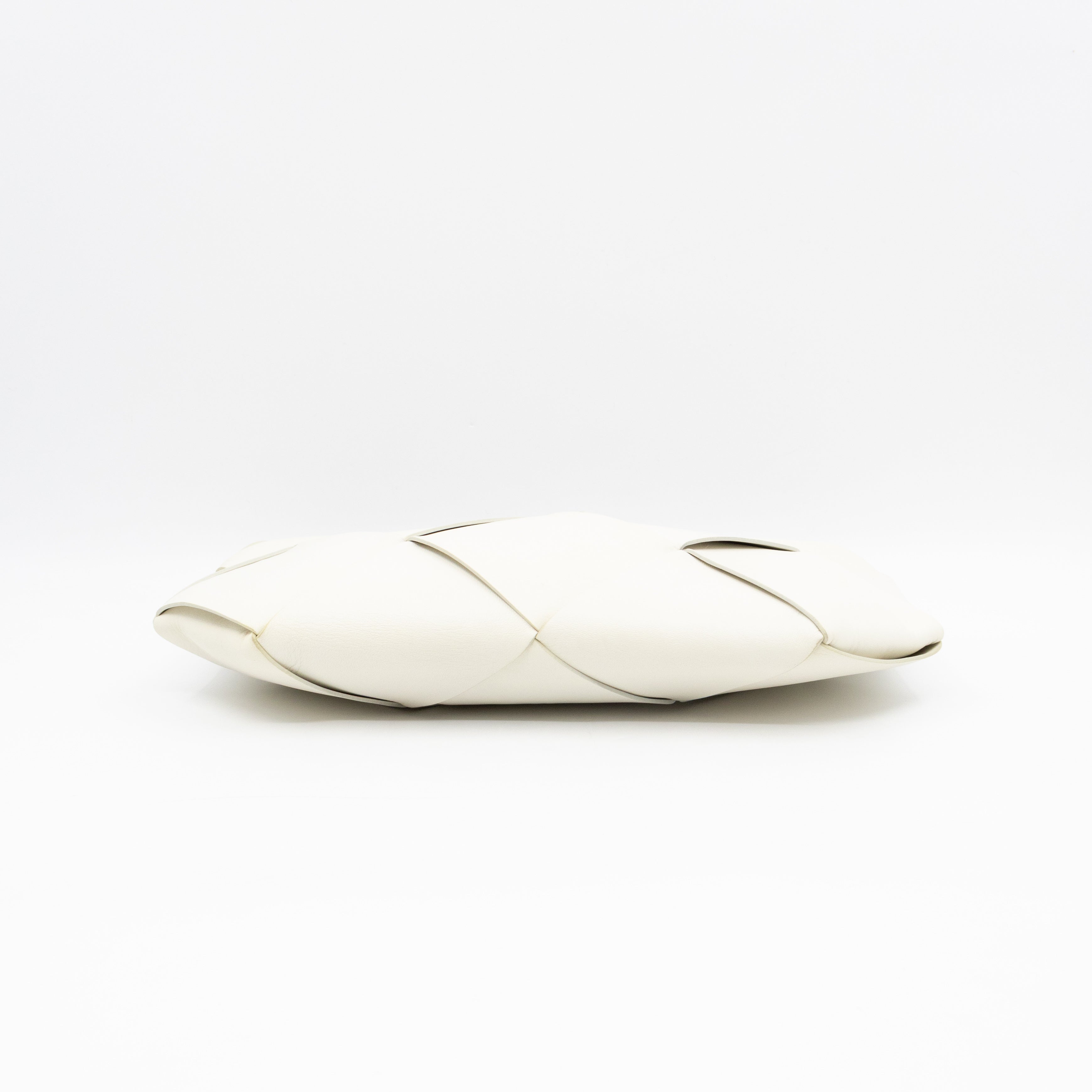 Clutch Maxi White Intrecciato Leather