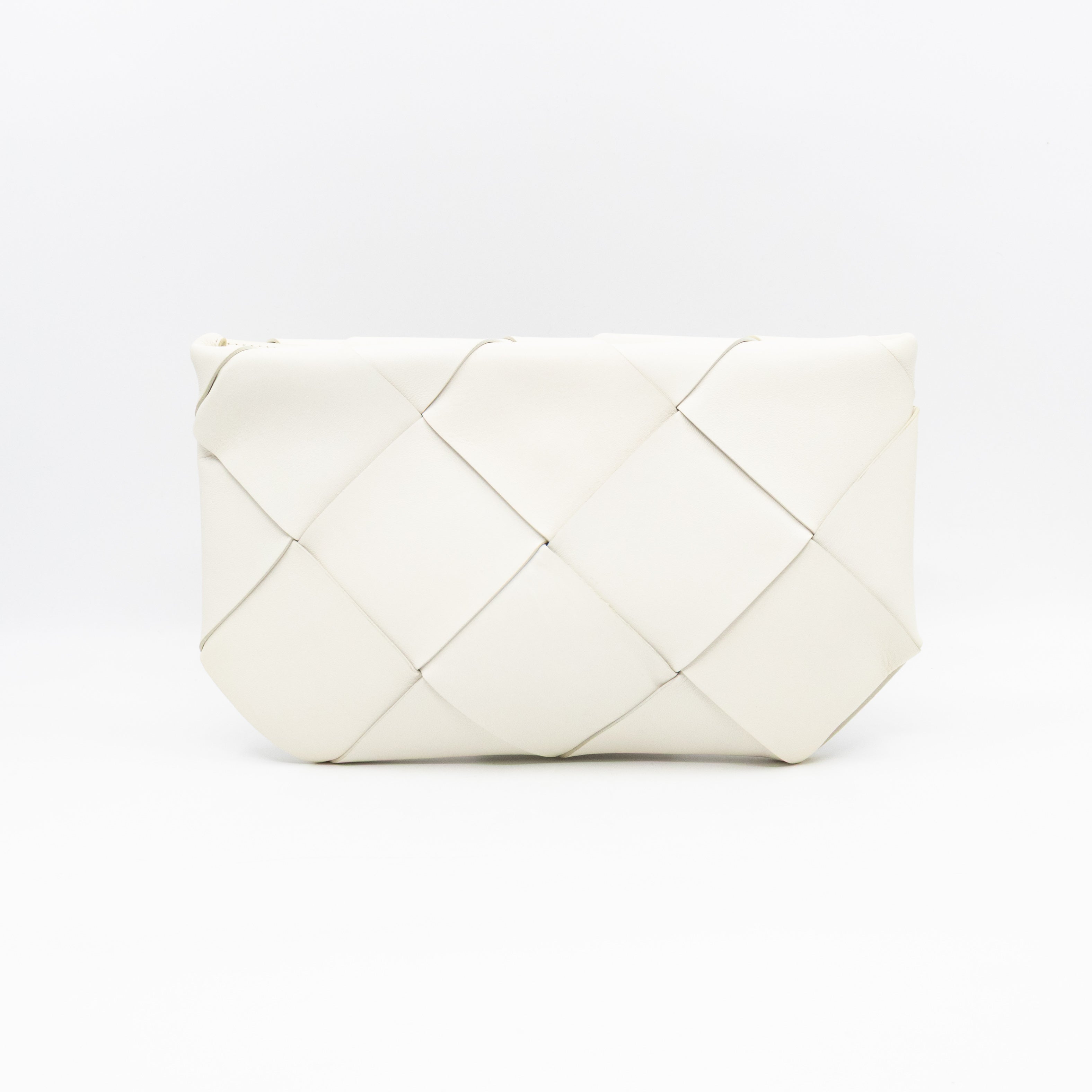 Clutch Maxi White Intrecciato Leather