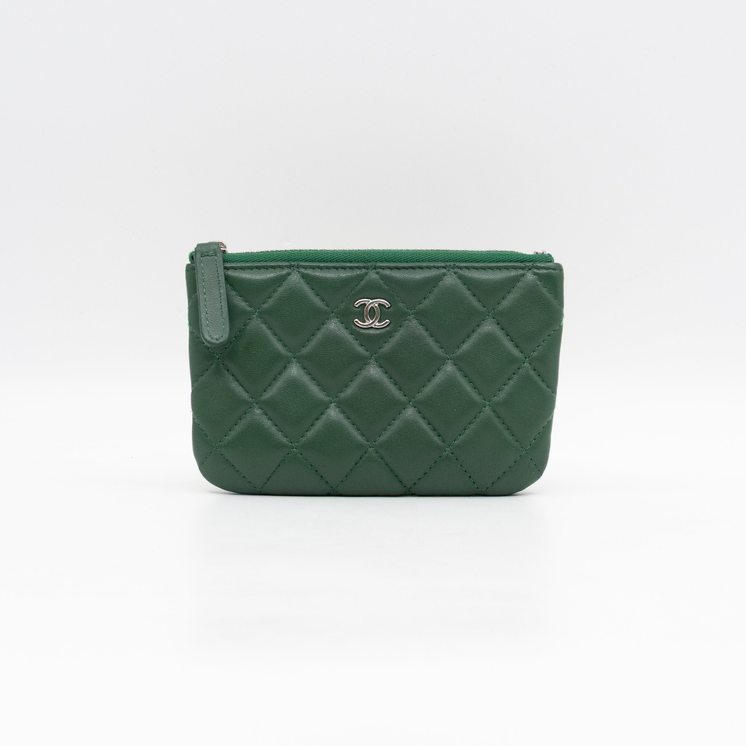 Mini O Case Pouch Green Lambskin Leather