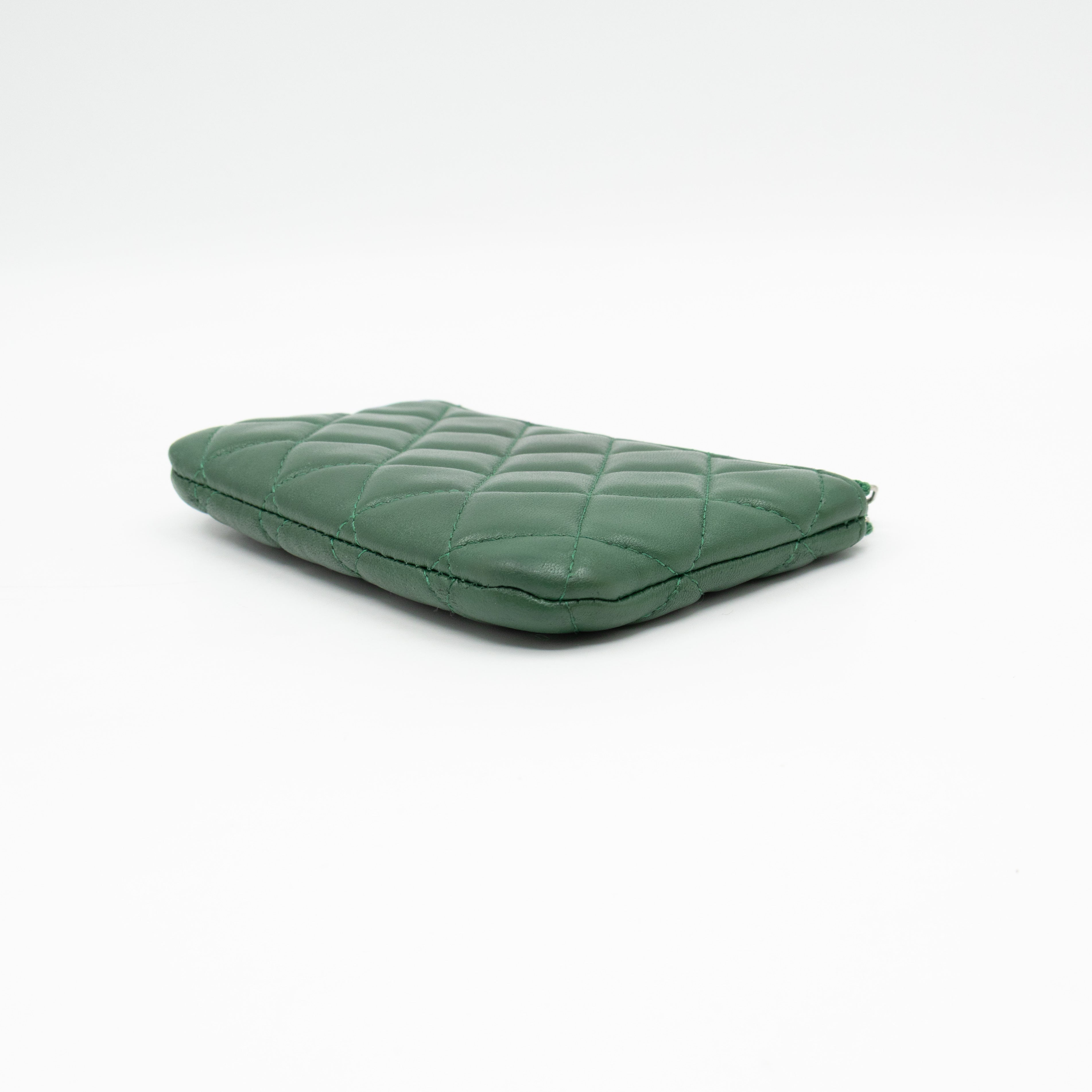 Mini O Case Pouch Green Lambskin Leather