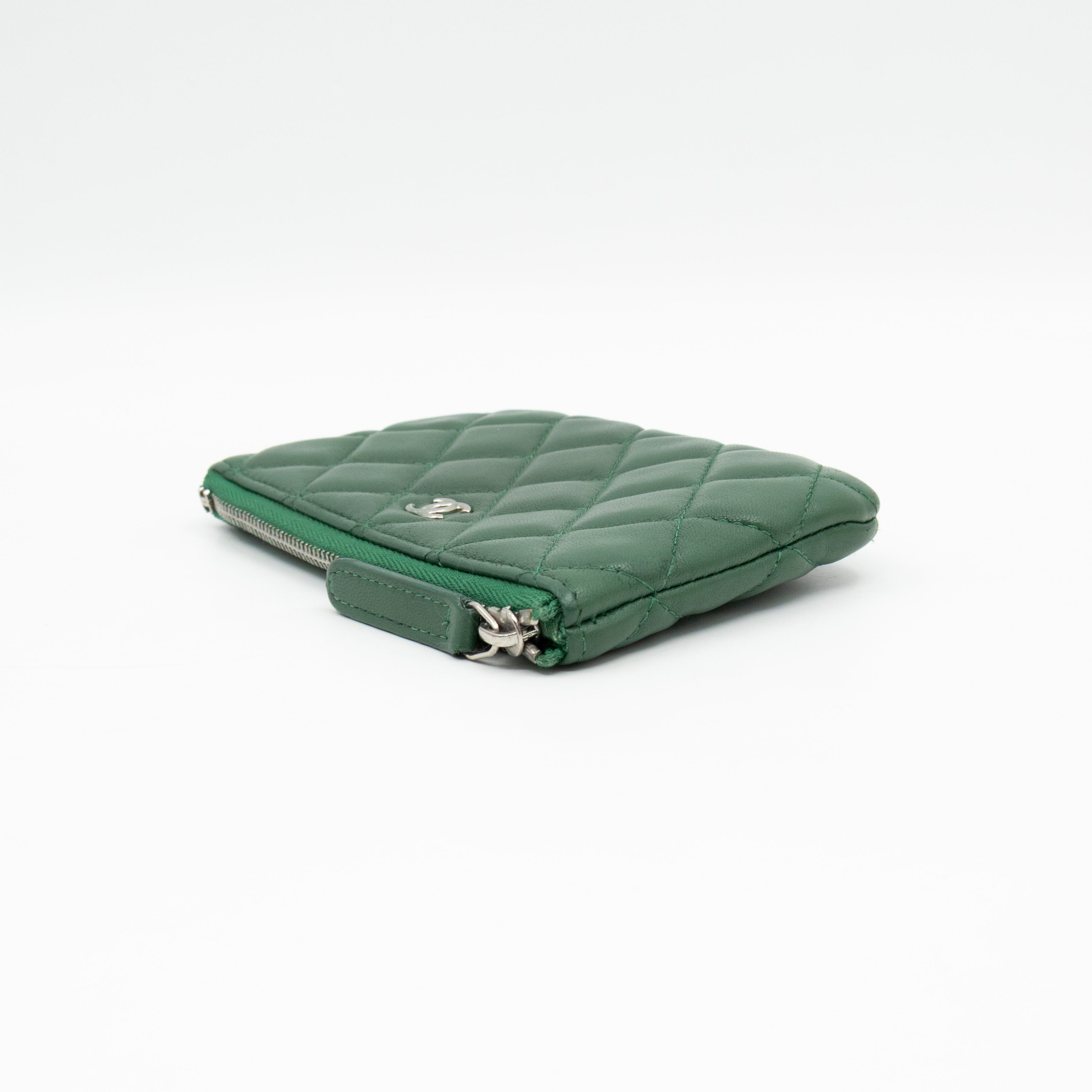 Mini O Case Pouch Green Lambskin Leather