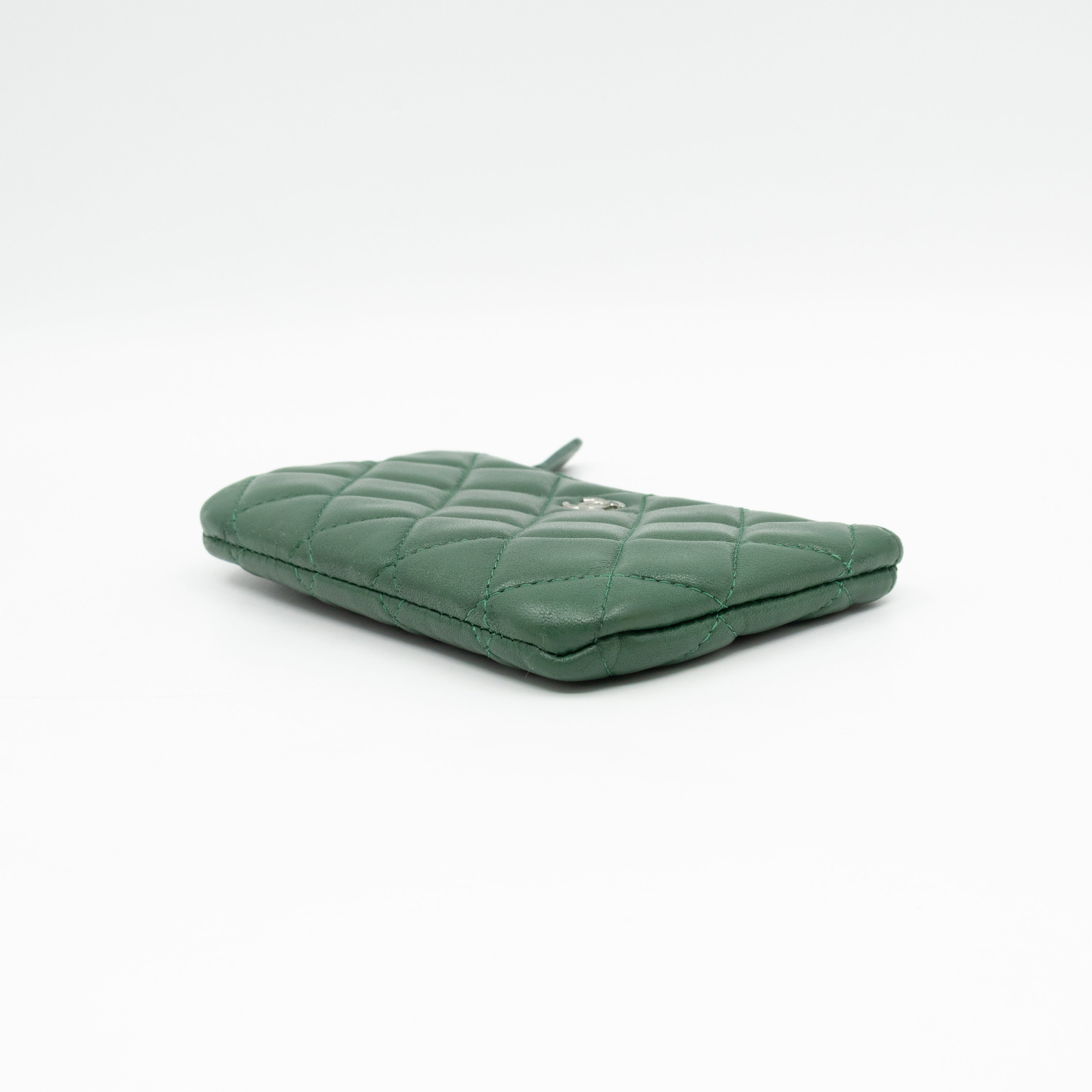 Mini O Case Pouch Green Lambskin Leather