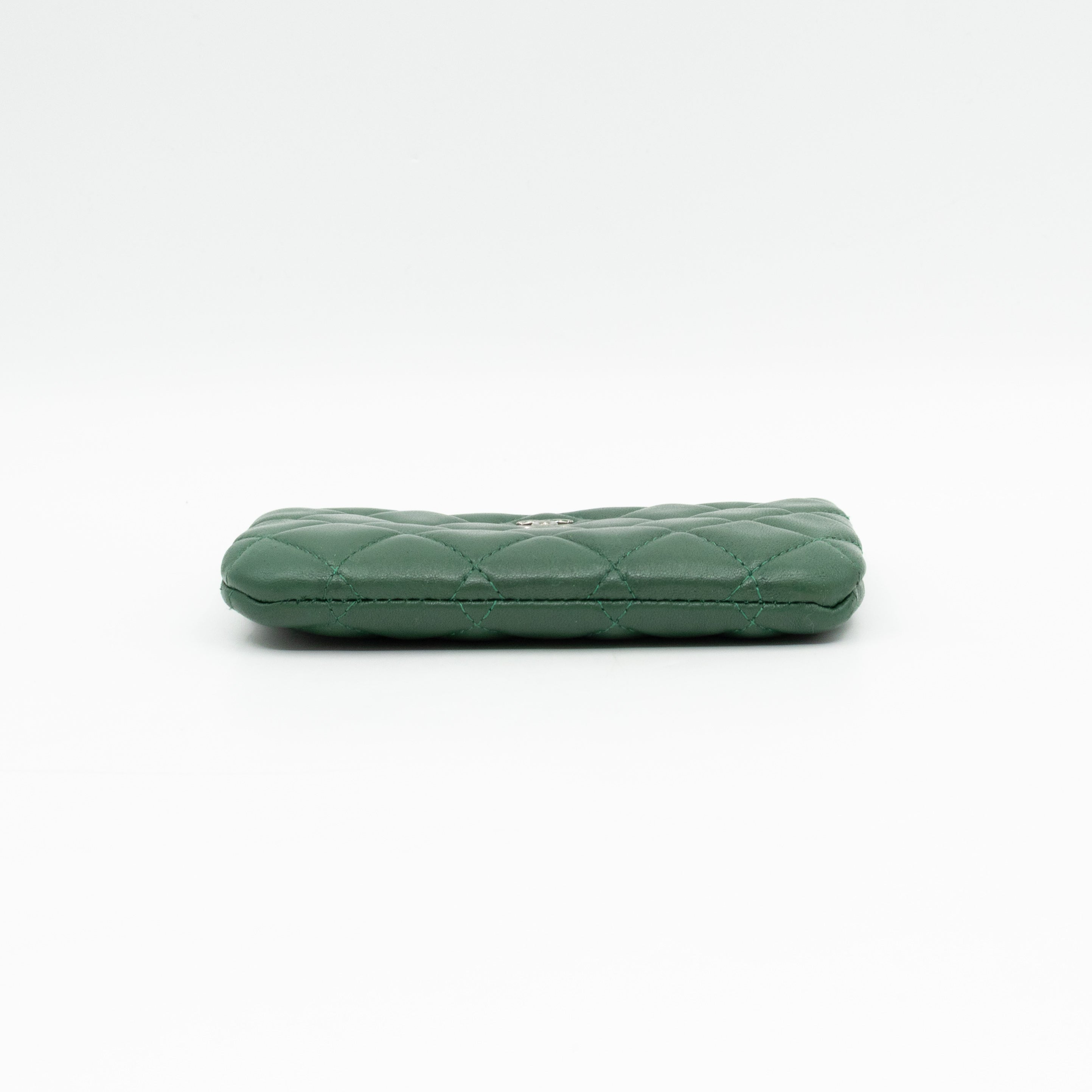 Mini O Case Pouch Green Lambskin Leather