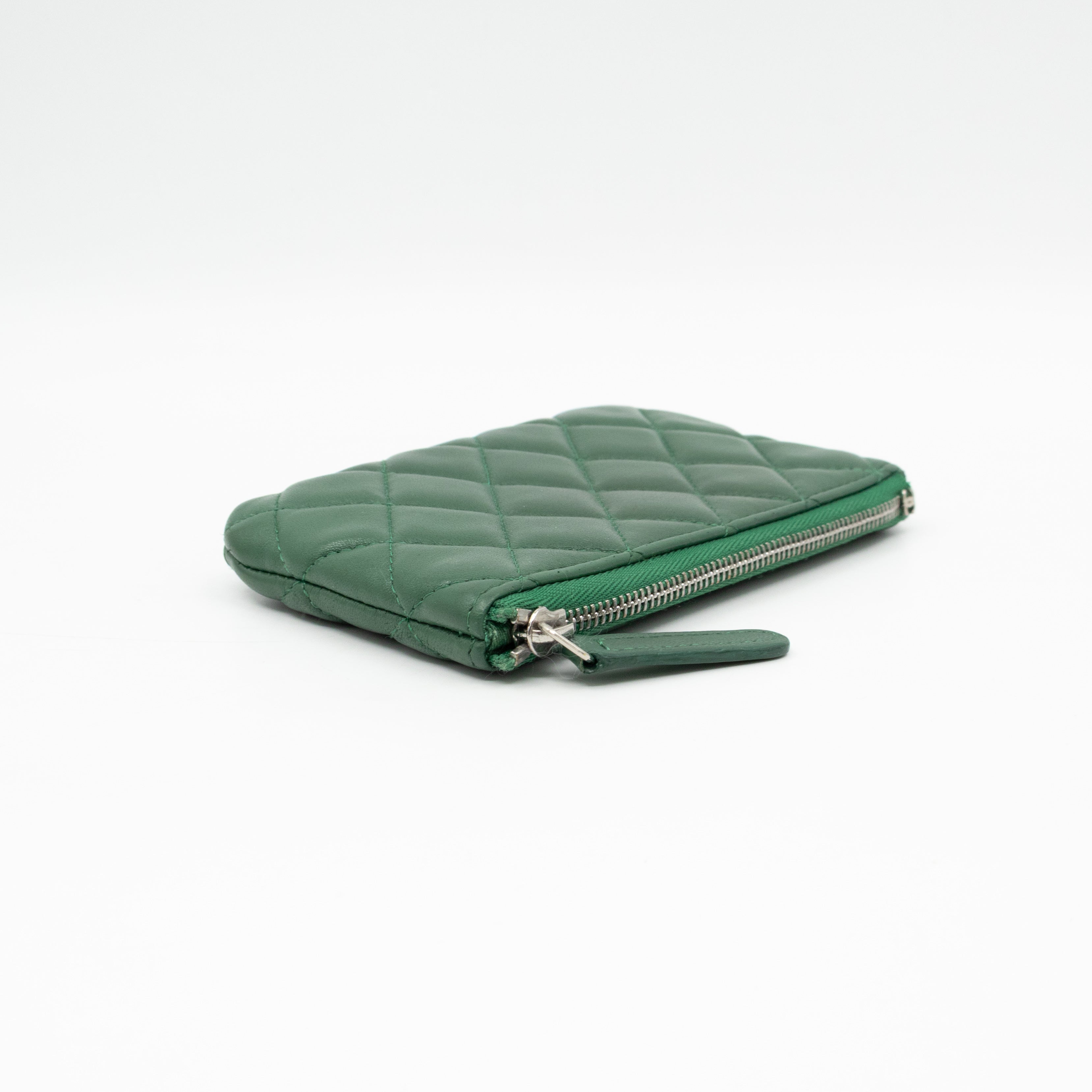 Mini O Case Pouch Green Lambskin Leather