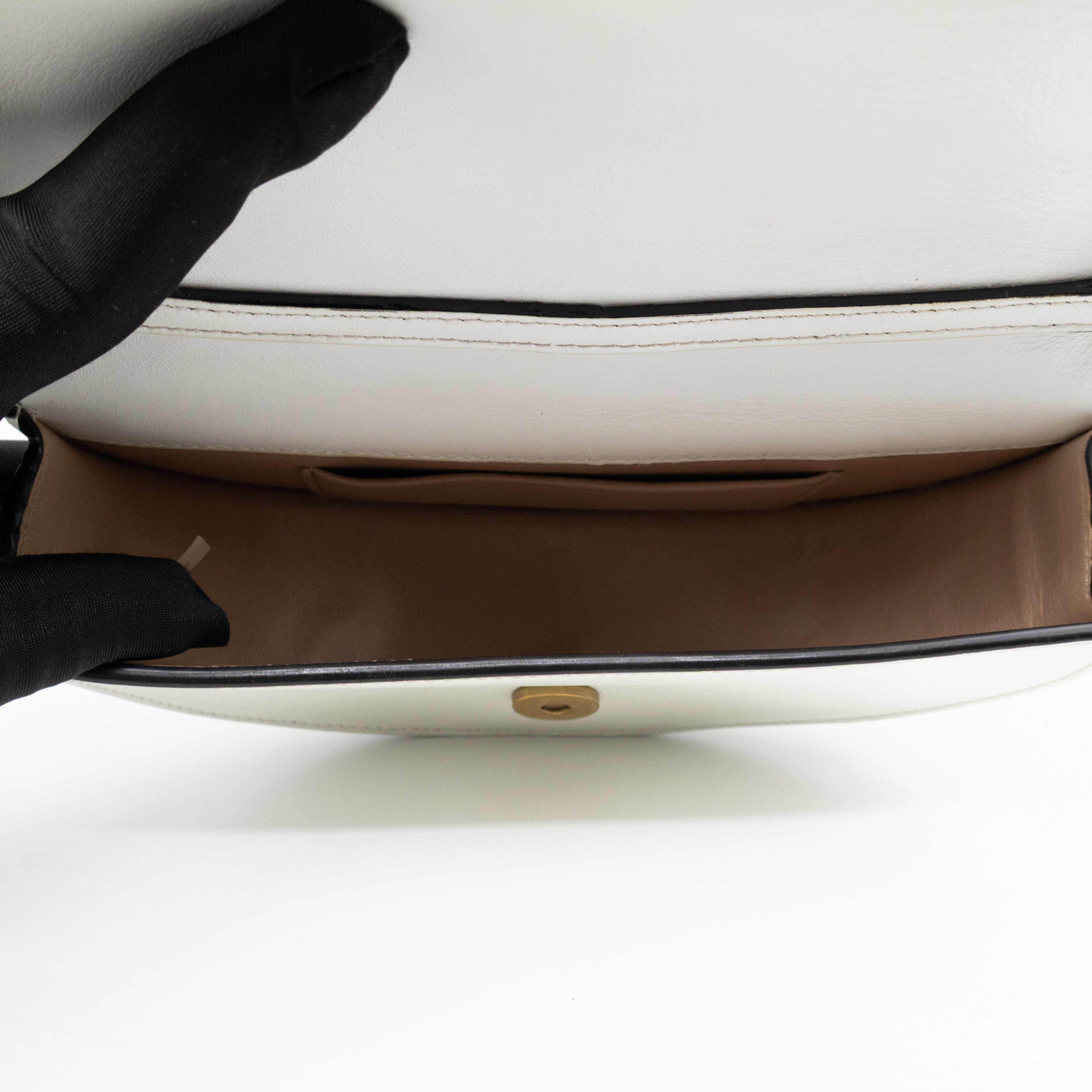 Nile Bracelet Minaudiere Crossbody Bag White Croc Embossed Leather