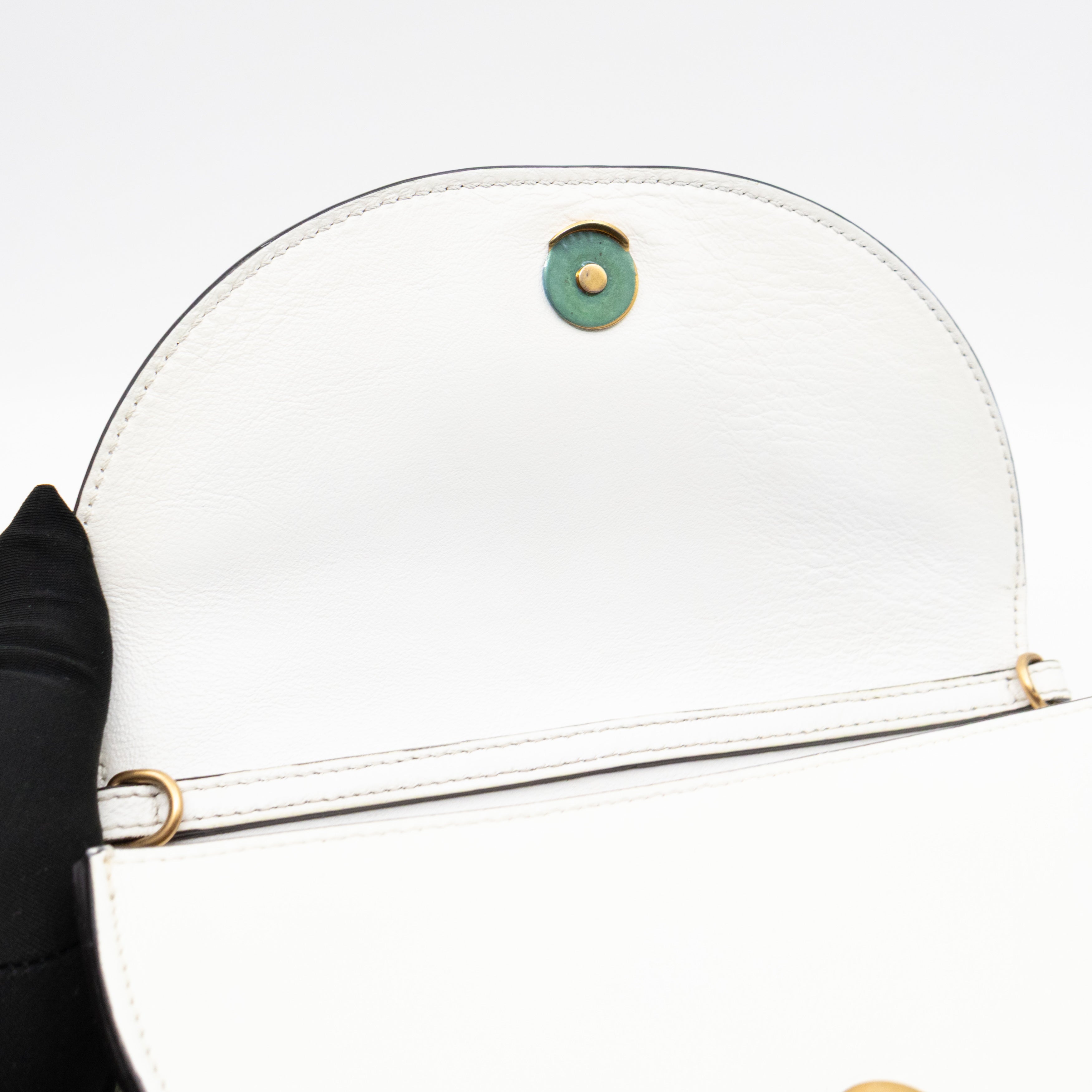 Nile Bracelet Minaudiere Crossbody Bag White Croc Embossed Leather