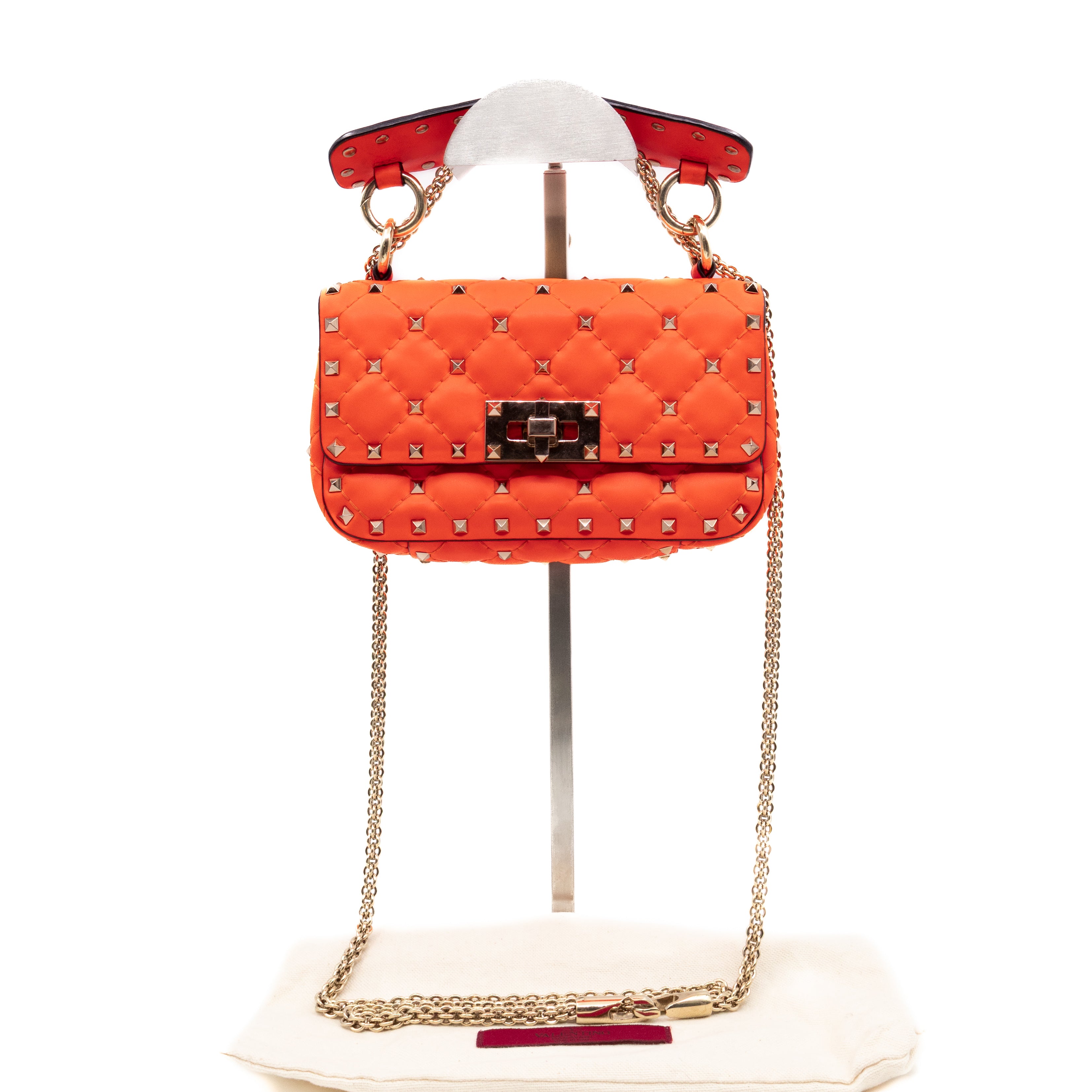 Rockstud Spike Mini Bag Fluo Orange Leather