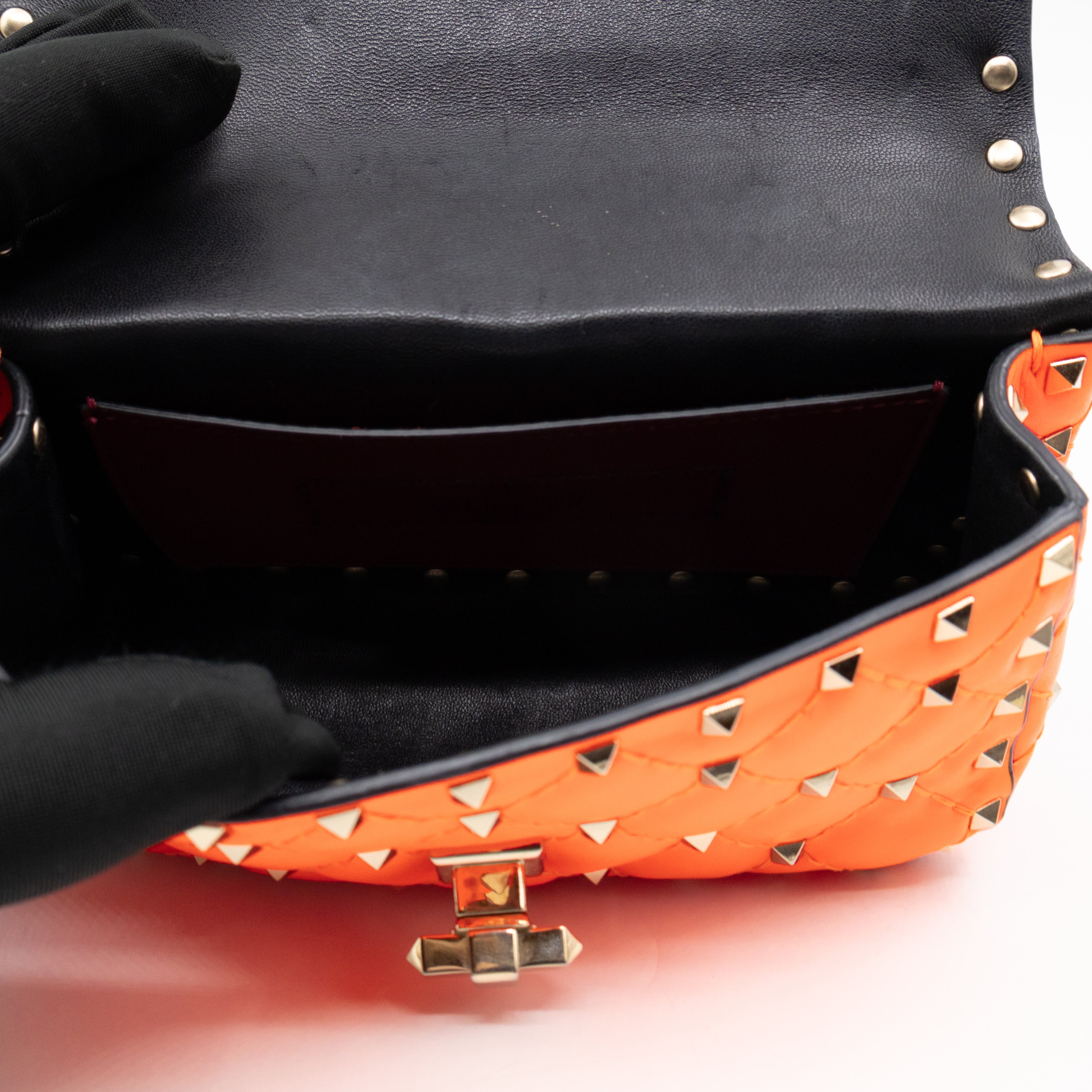 Rockstud Spike Mini Bag Fluo Orange Leather
