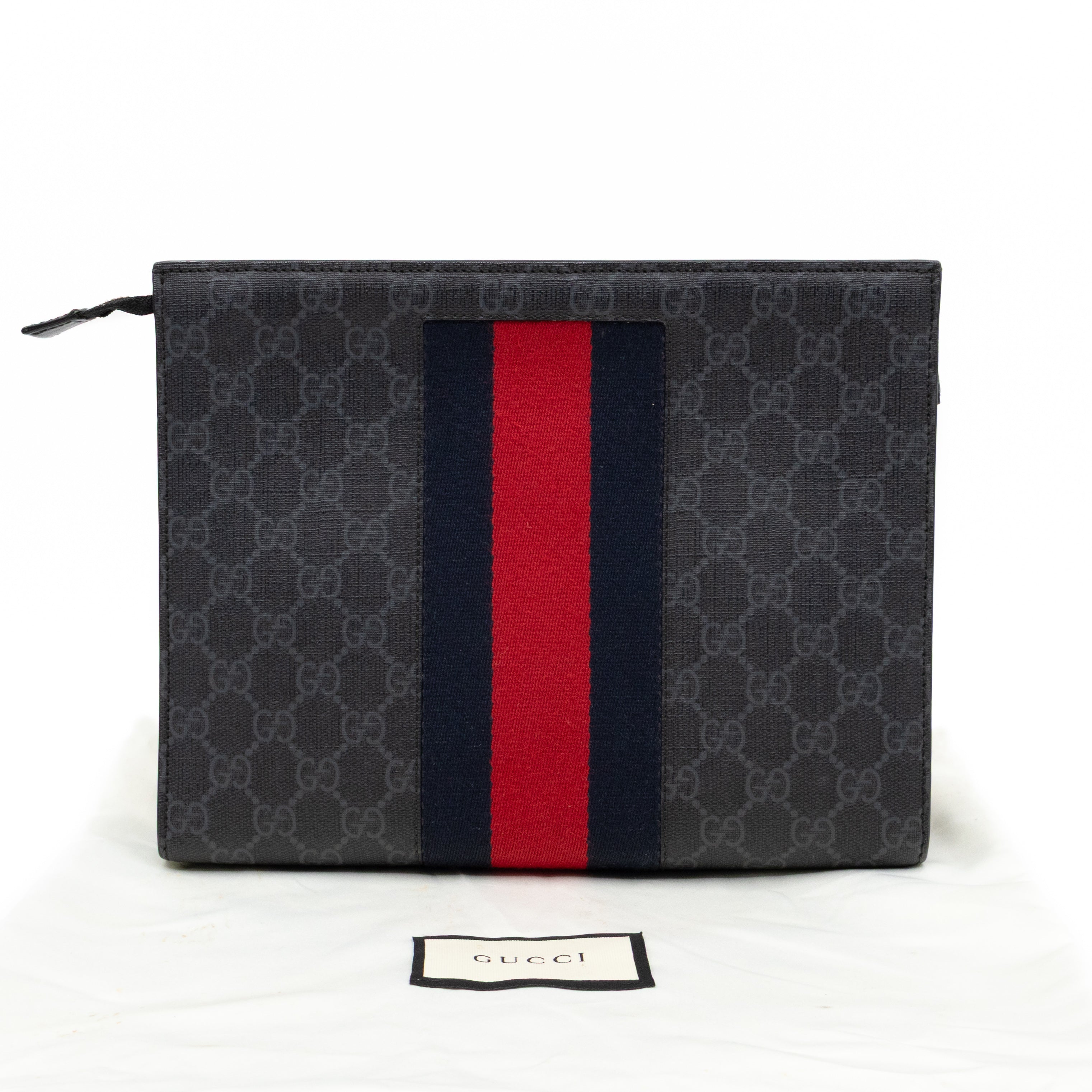 Gucci Zip Pouch Toiletry Case Black GG Supreme – Queen Station