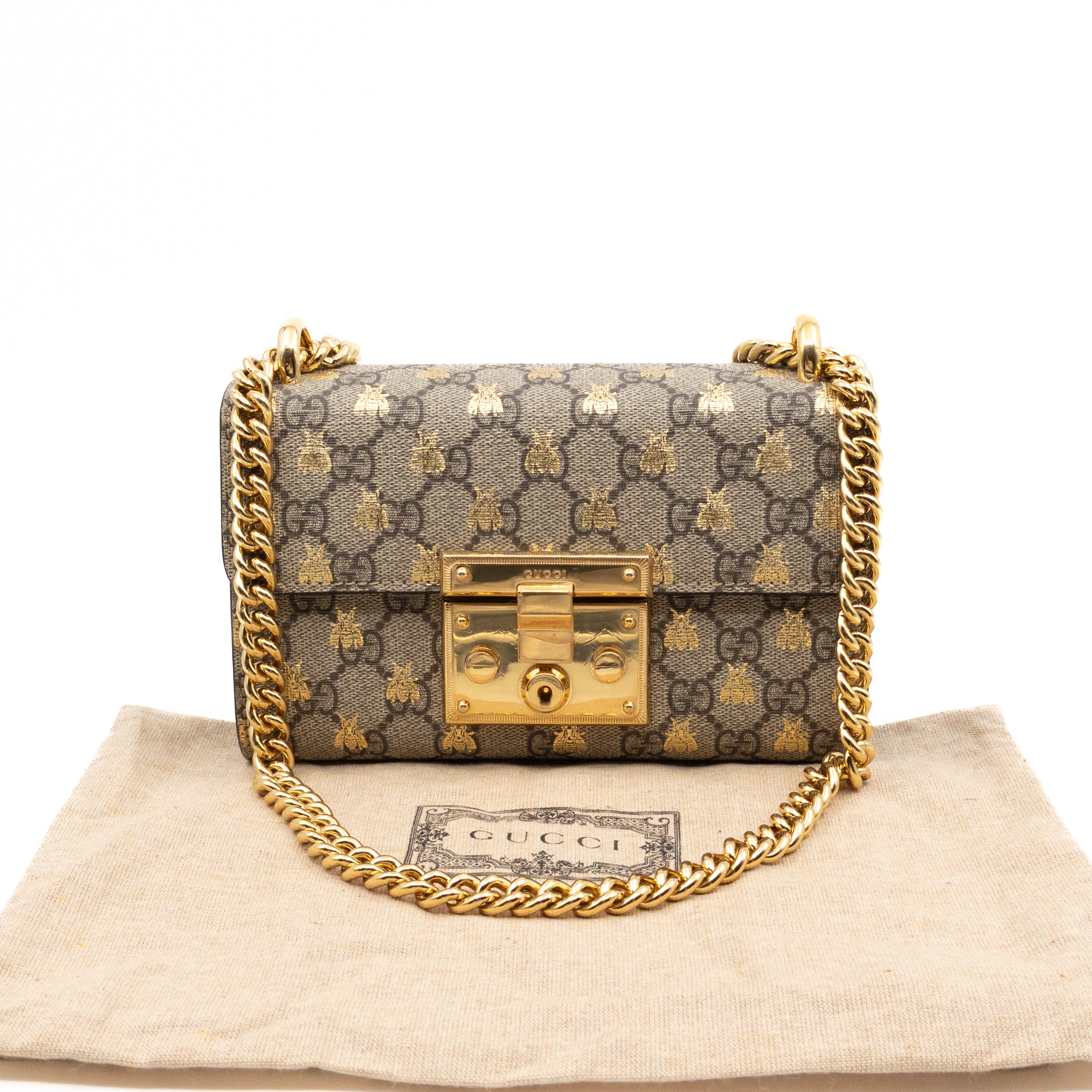 Padlock Flap Bag Small GG Supreme Bees