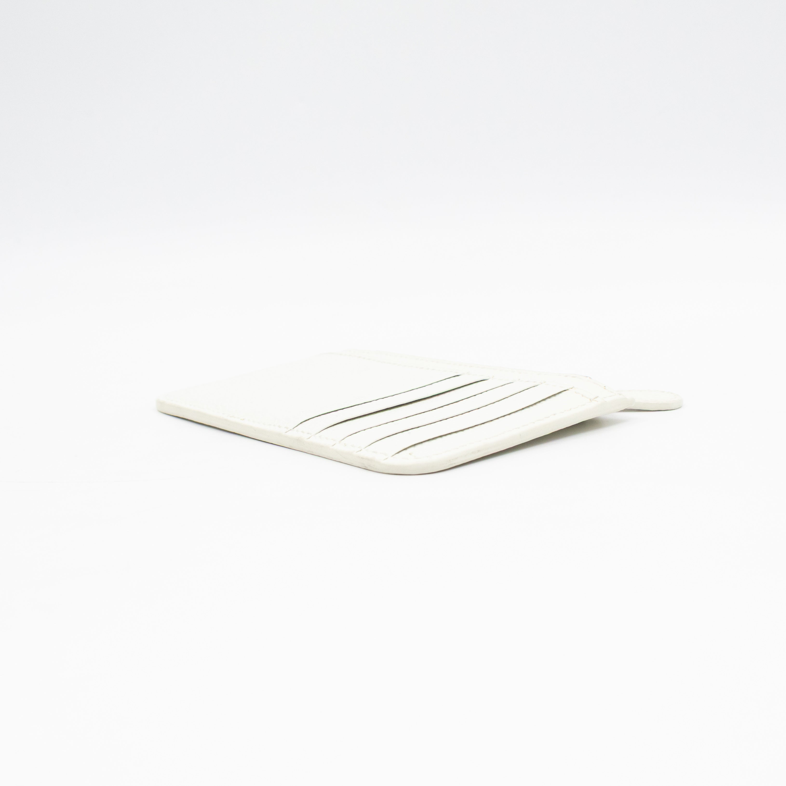 Zipped Card Holder White Leather
