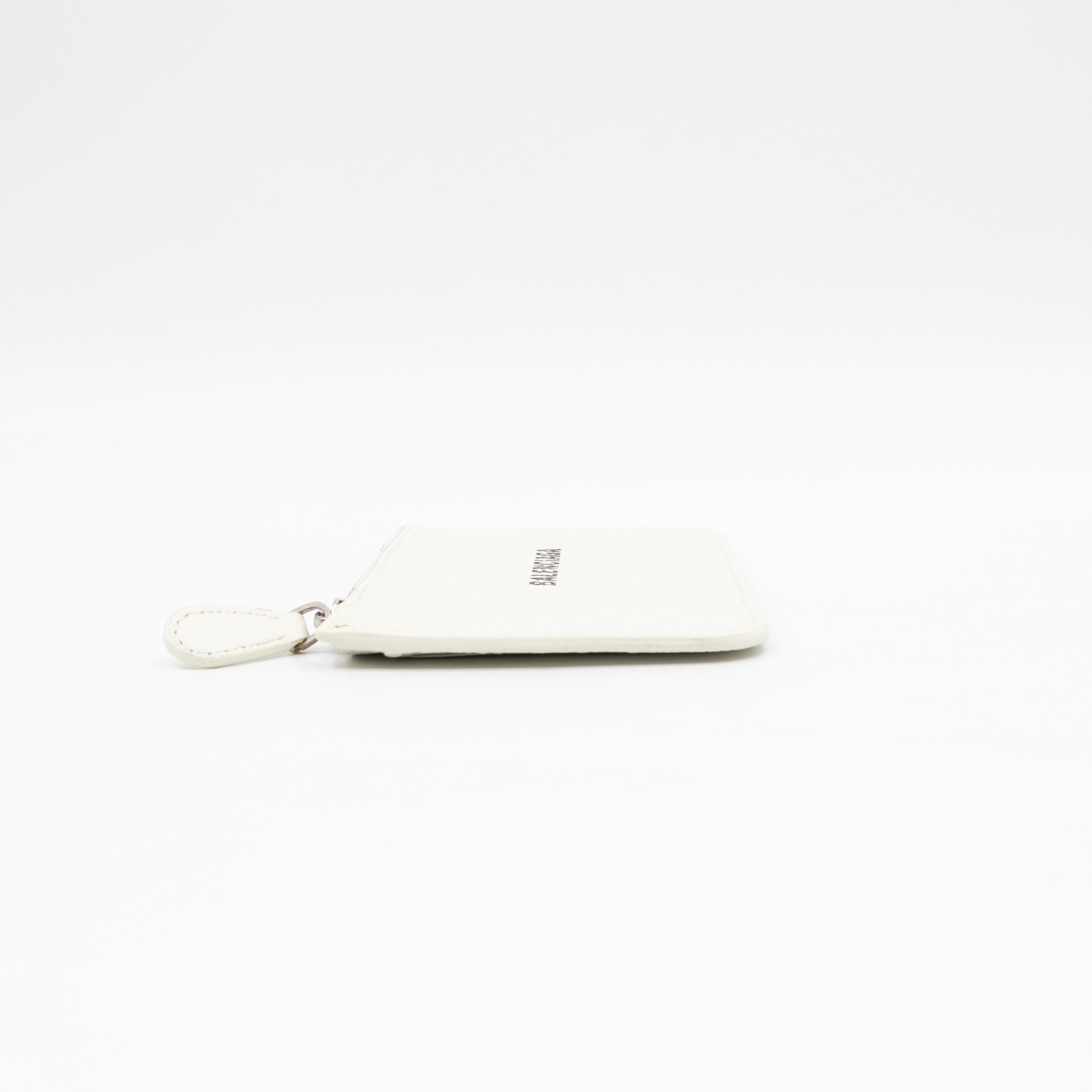 Zipped Card Holder White Leather