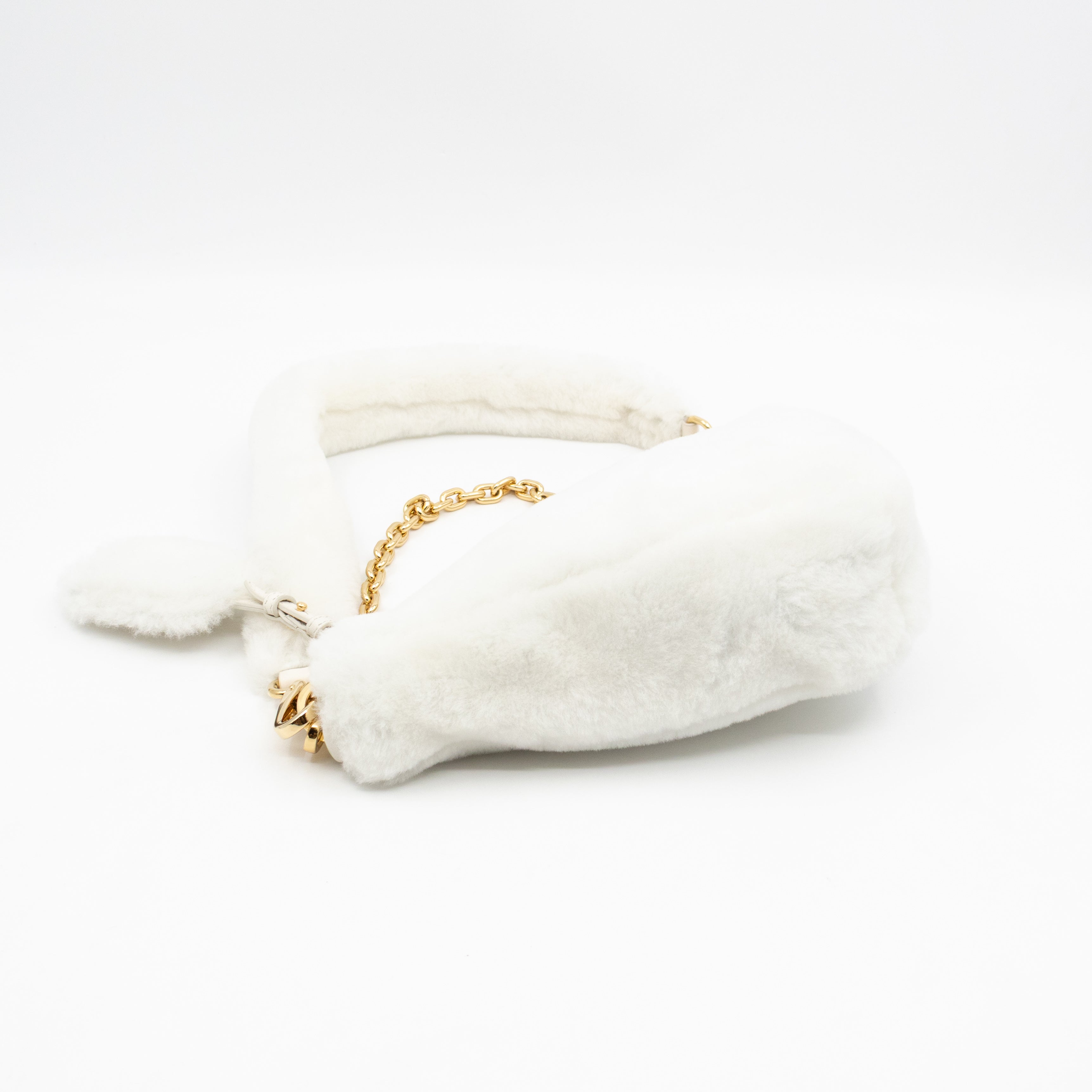 Triangle Crossbody Bag White Shearling