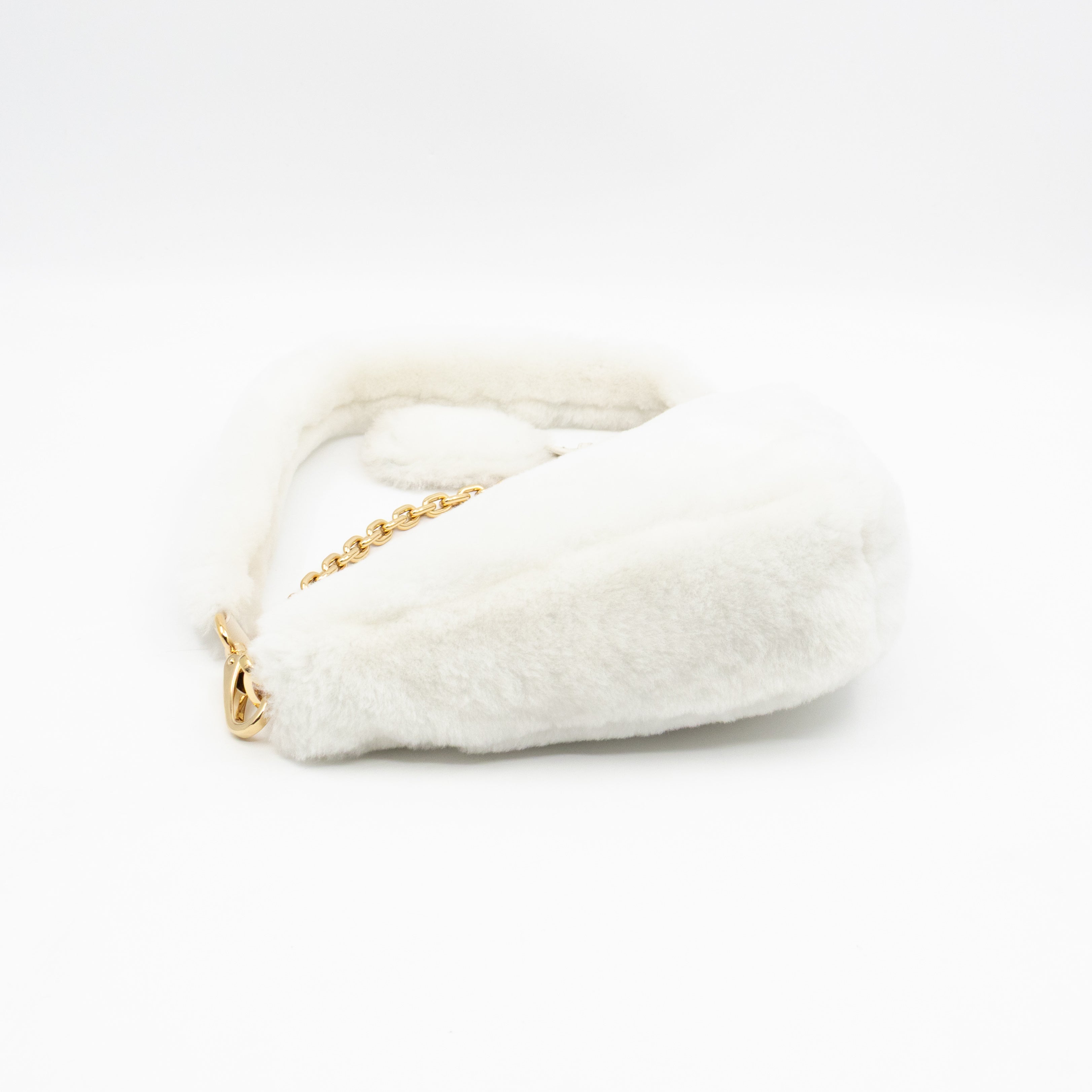 Triangle Crossbody Bag White Shearling