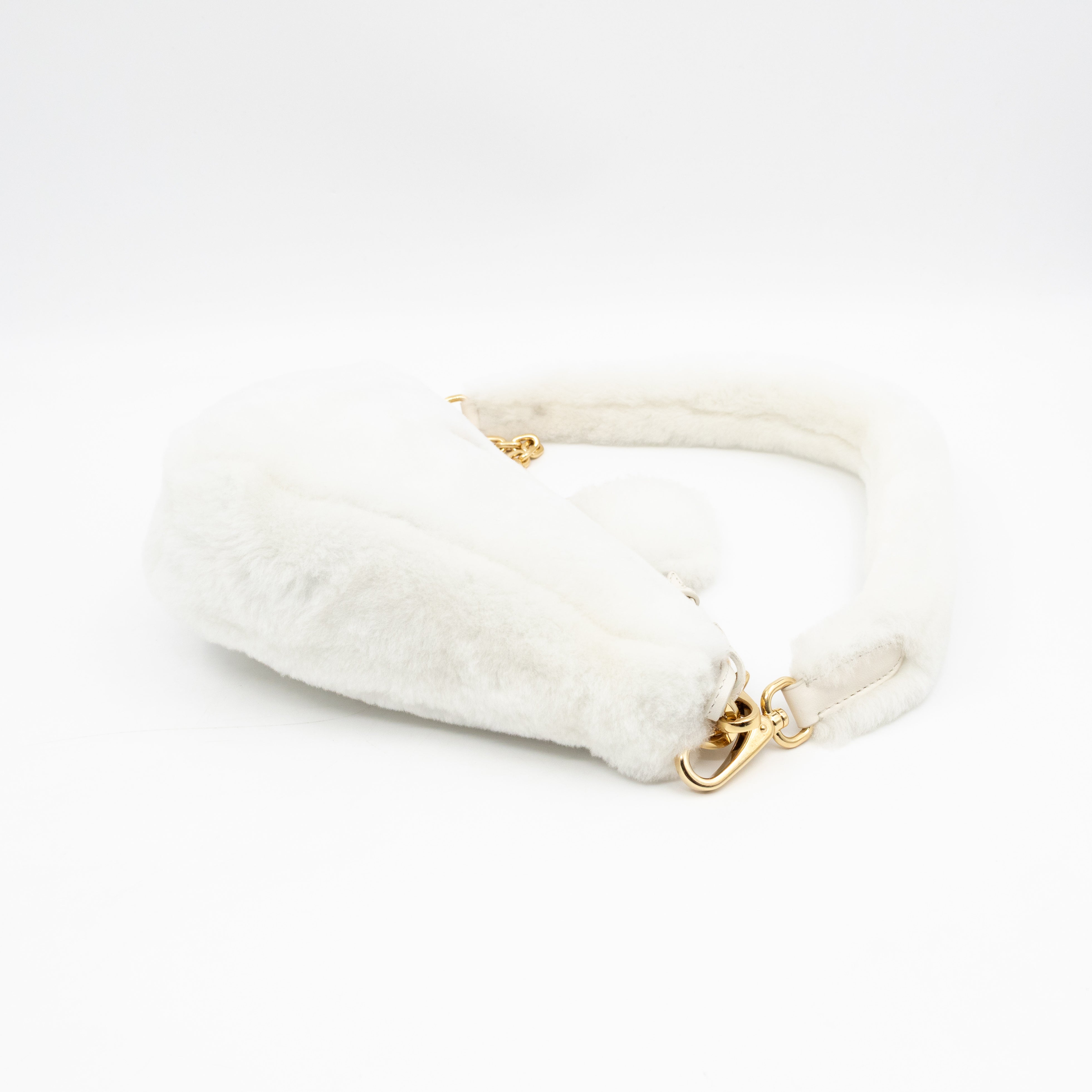Triangle Crossbody Bag White Shearling