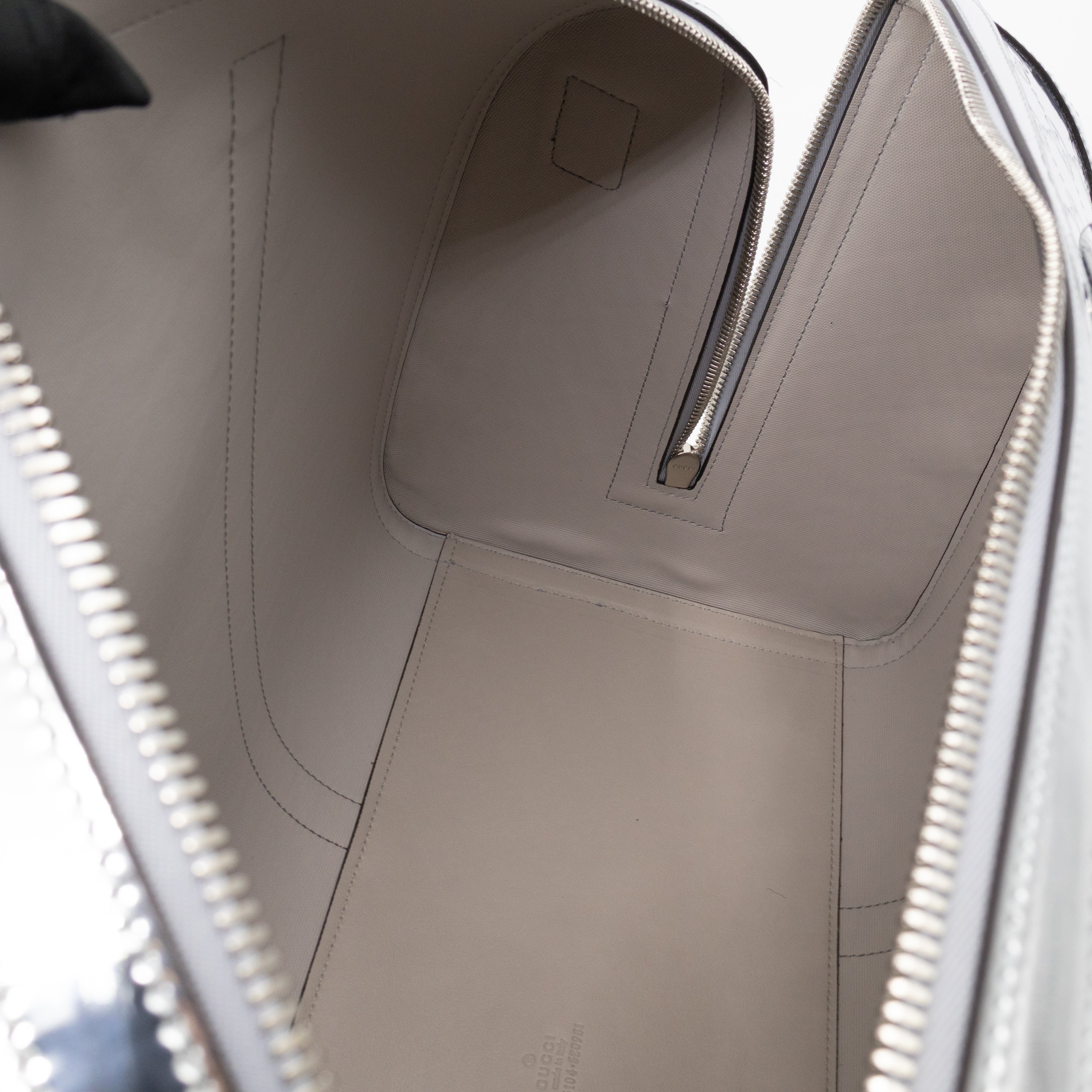 Medium Duffle Bag Metallic Silver Mirror Effect GG