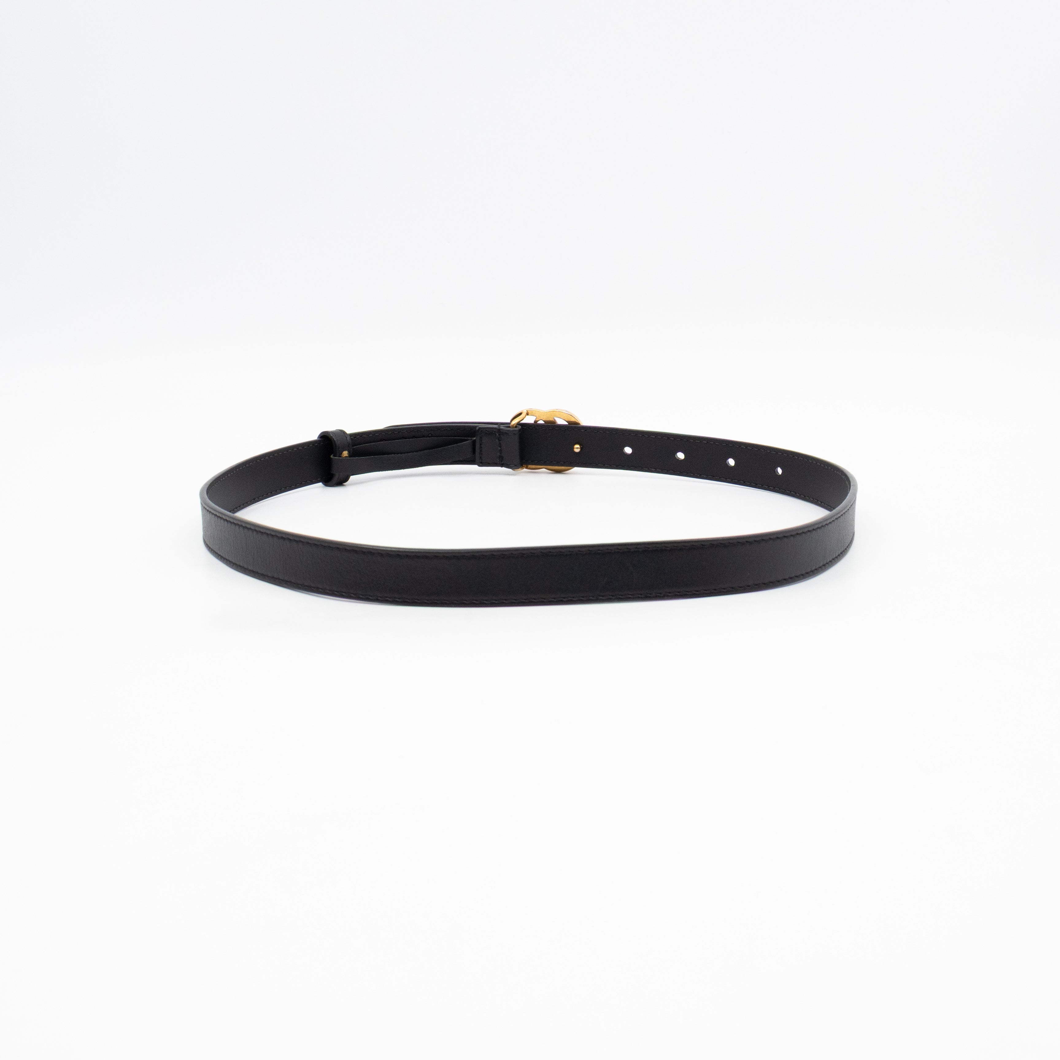 GG Marmont Thin Belt Black Leather 70 cm