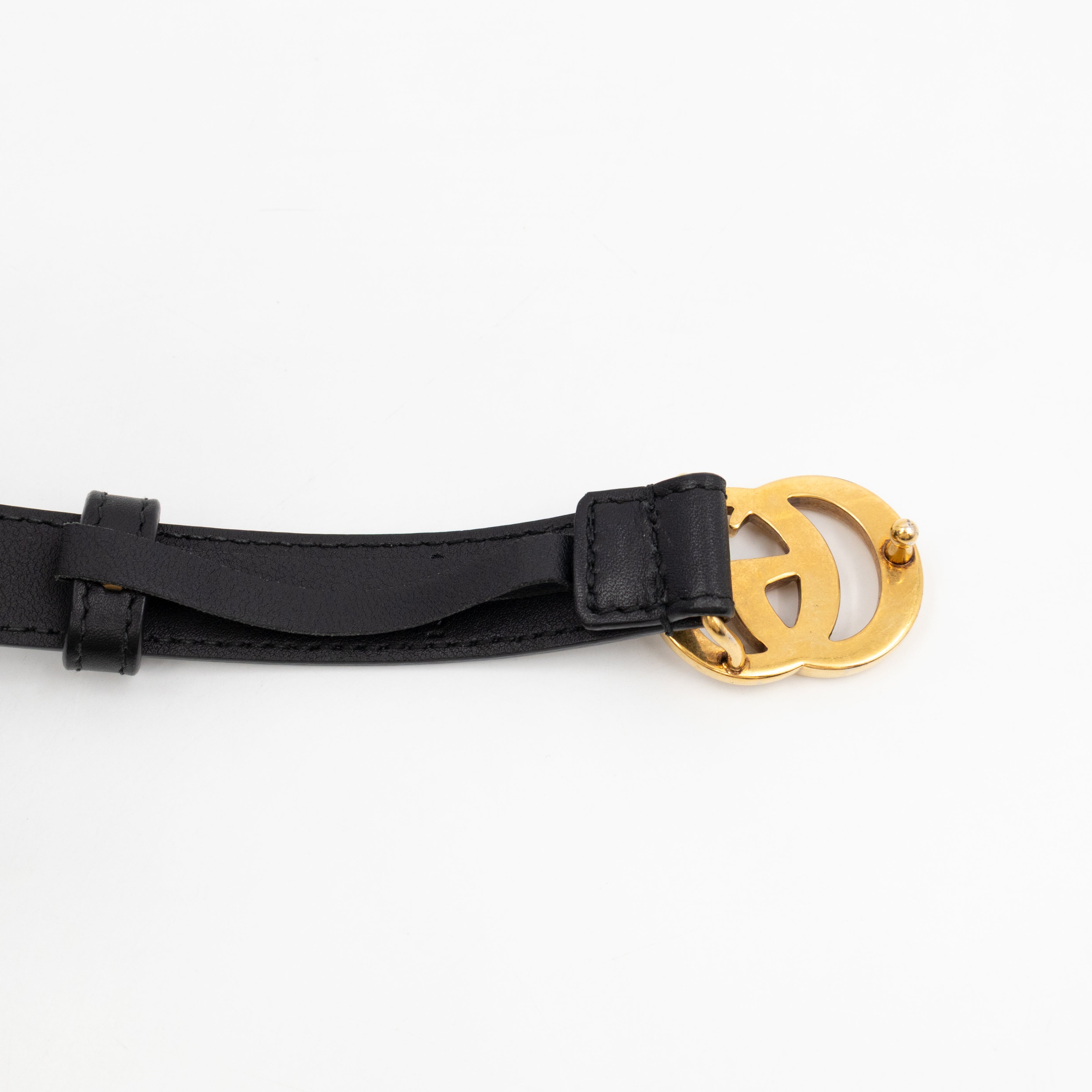 GG Marmont Thin Belt Black Leather 70 cm