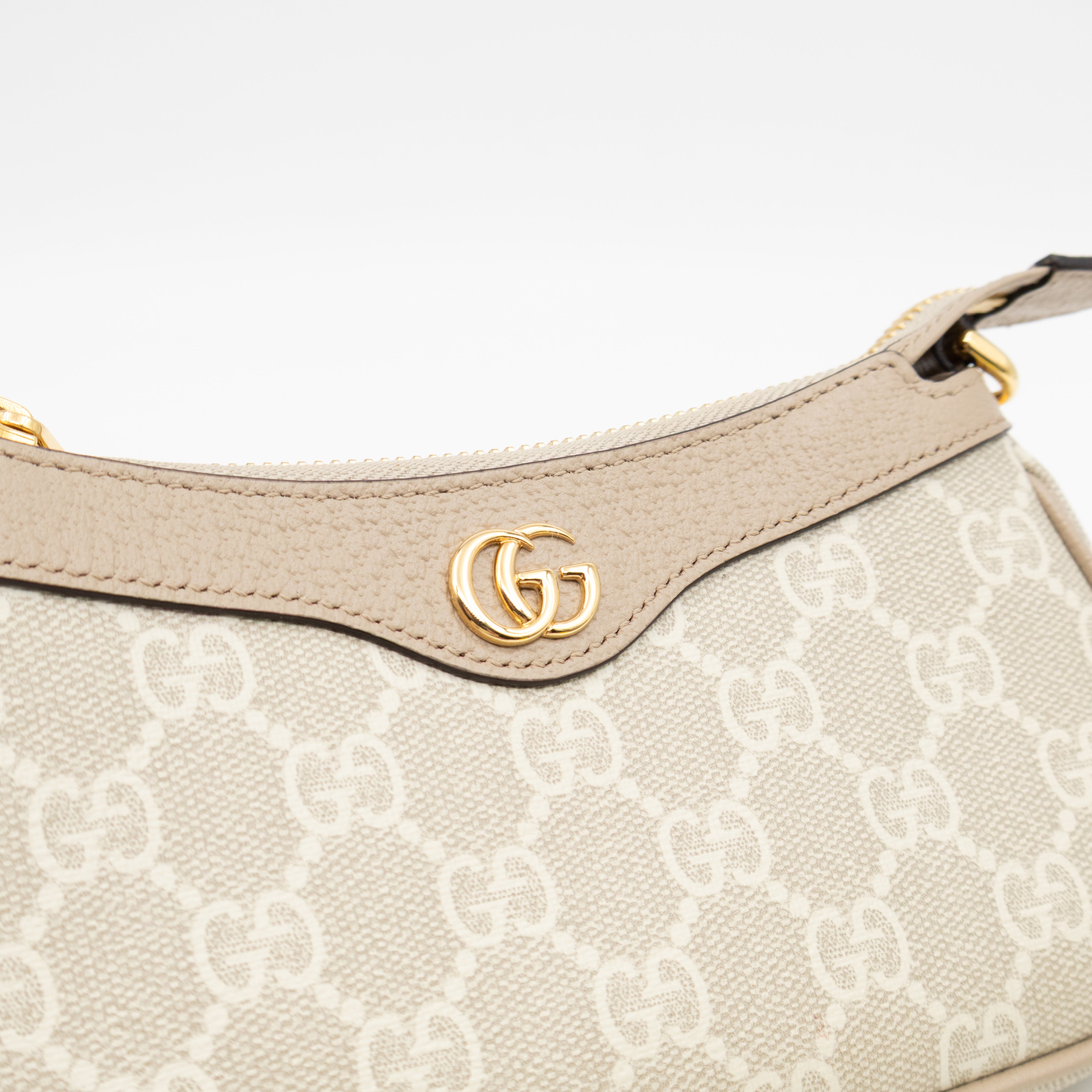 Ophidia Mini Bag GG Supreme Canvas Beige and White