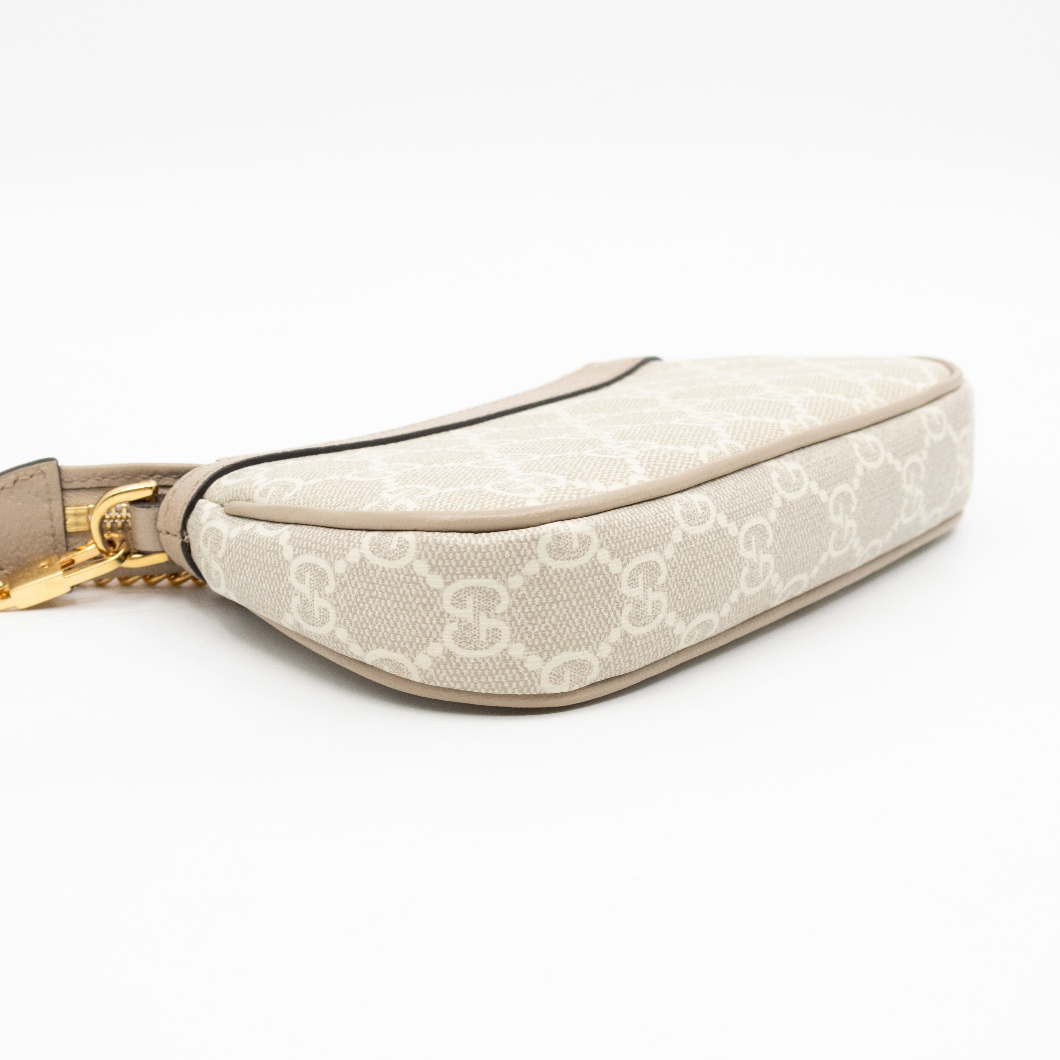 Ophidia Mini Bag GG Supreme Canvas Beige and White