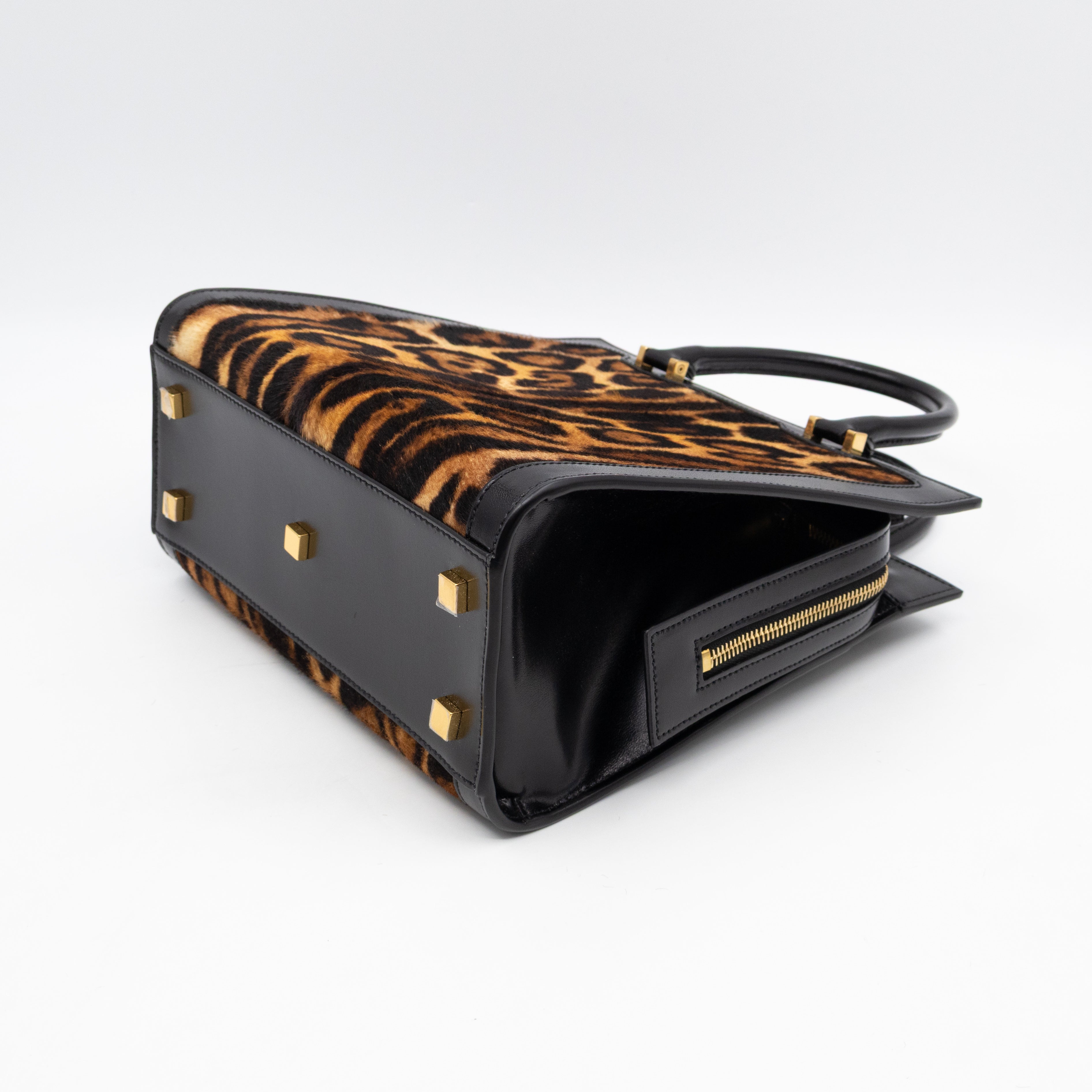 Uptown Small Leopard Ponyhair & Black Leather