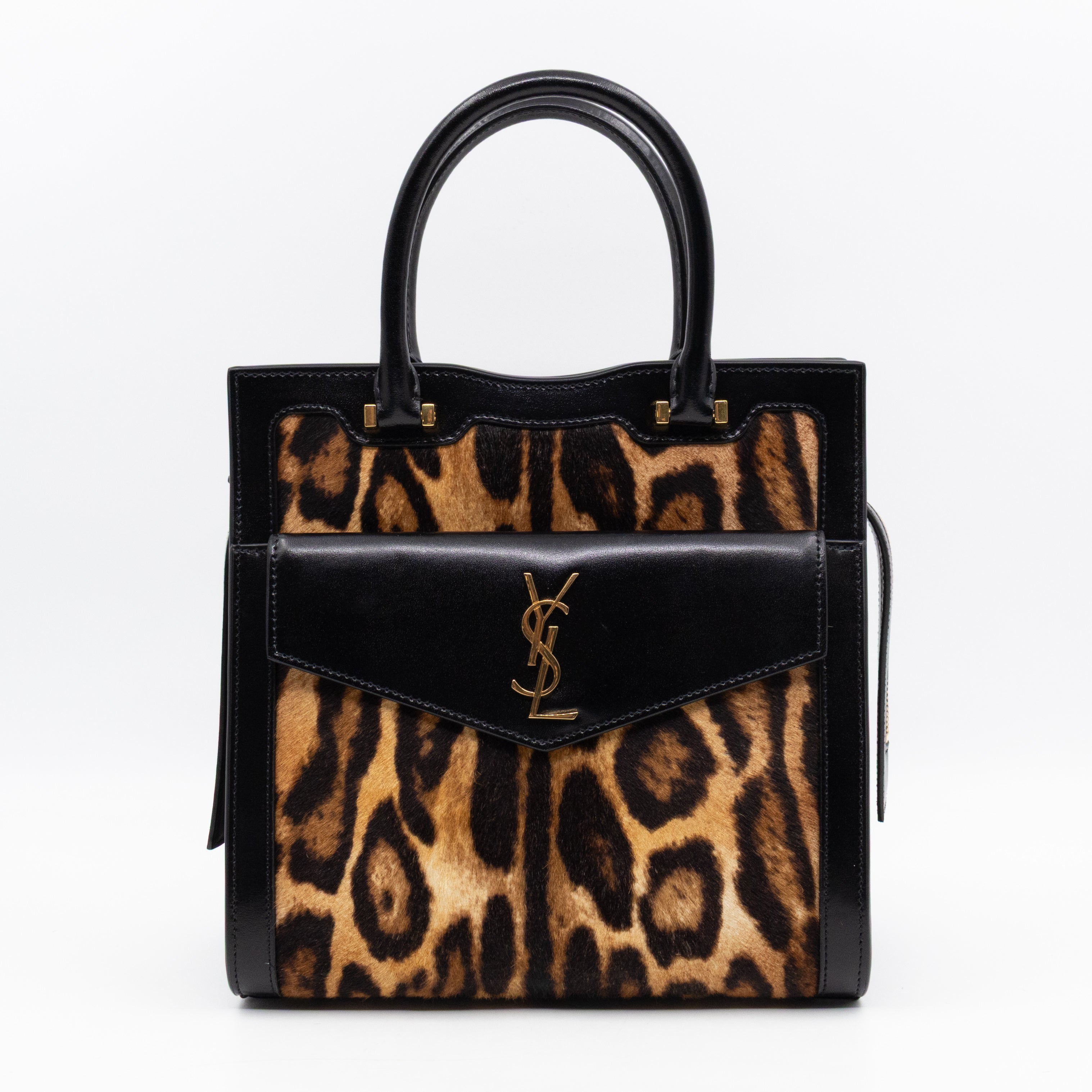 Uptown Small Leopard Ponyhair & Black Leather