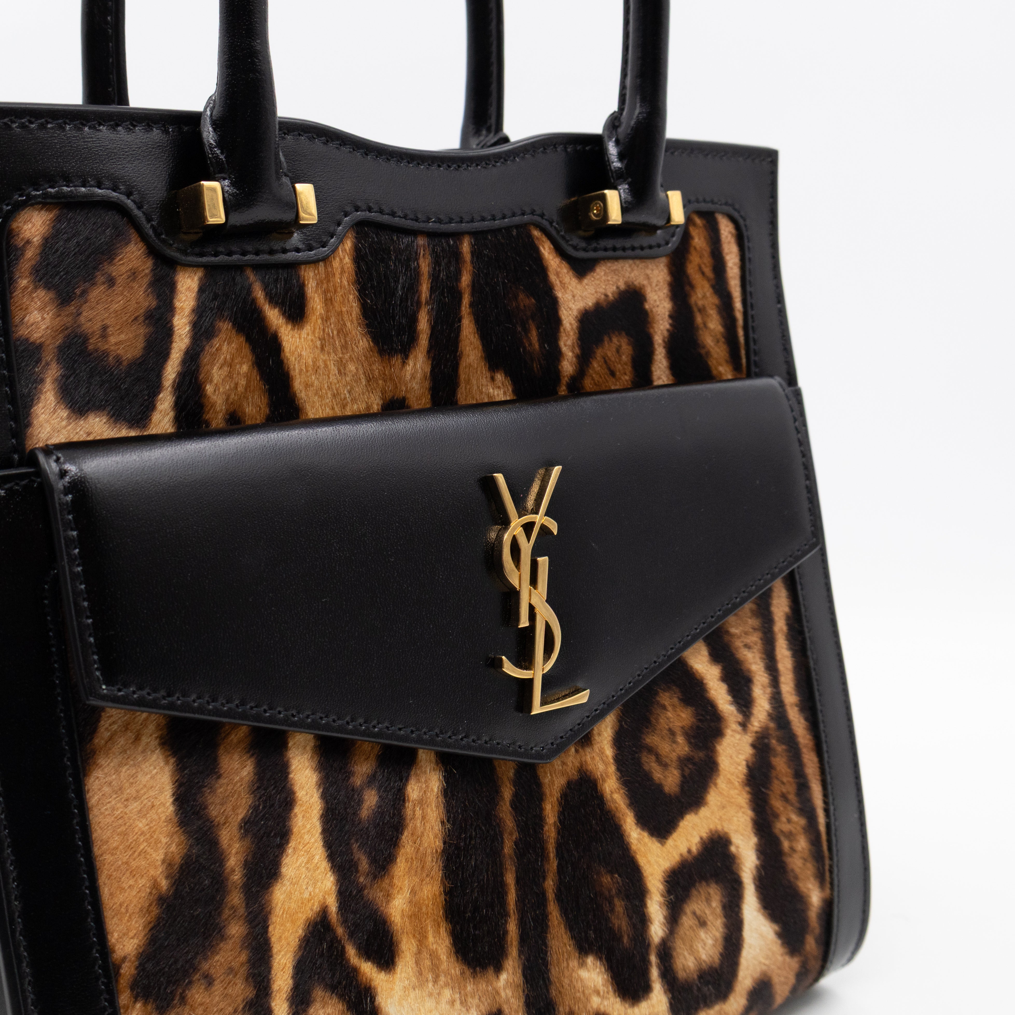 Uptown Small Leopard Ponyhair & Black Leather