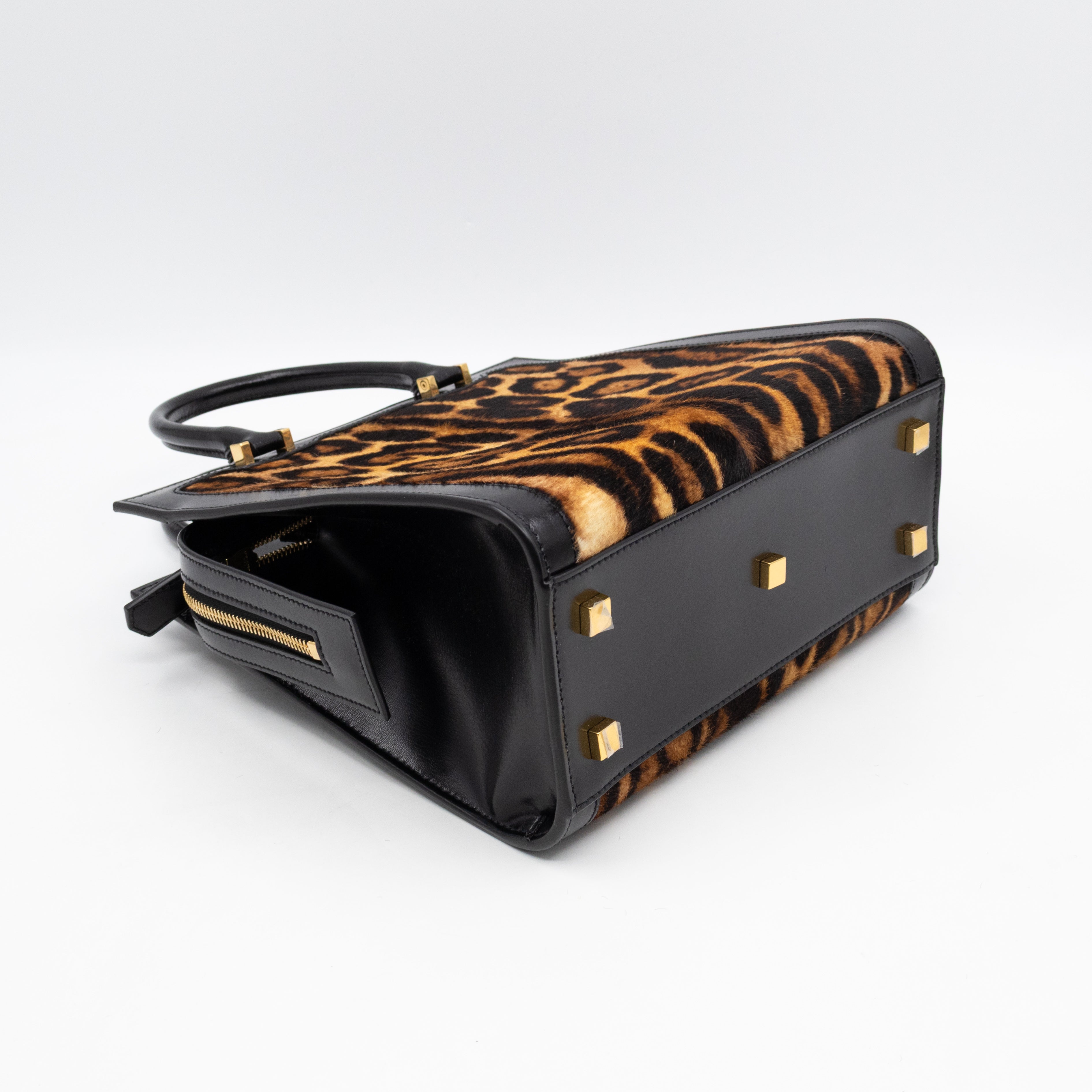 Uptown Small Leopard Ponyhair & Black Leather