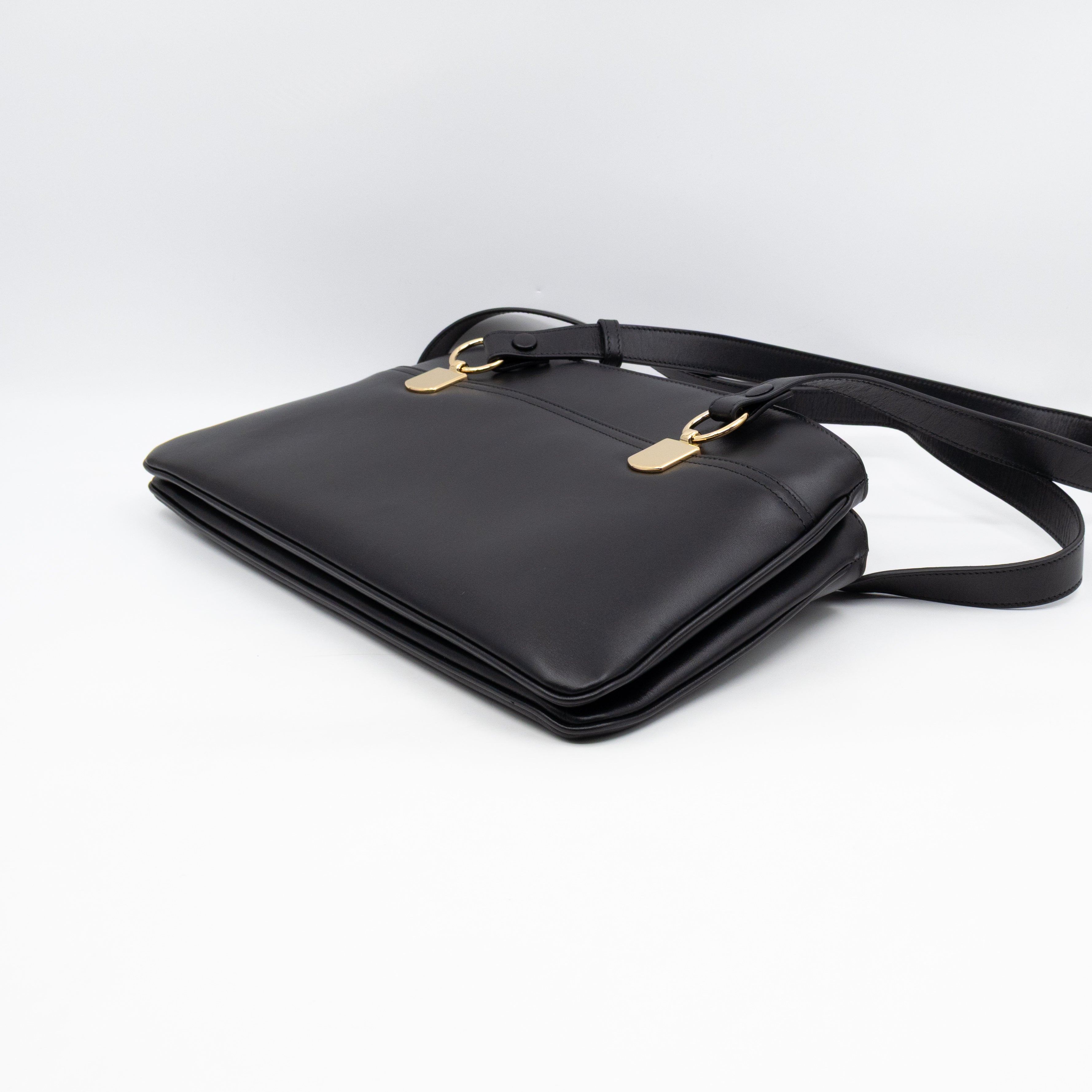 Arli Tote Large Shoulder Bag Black Smooth Leather