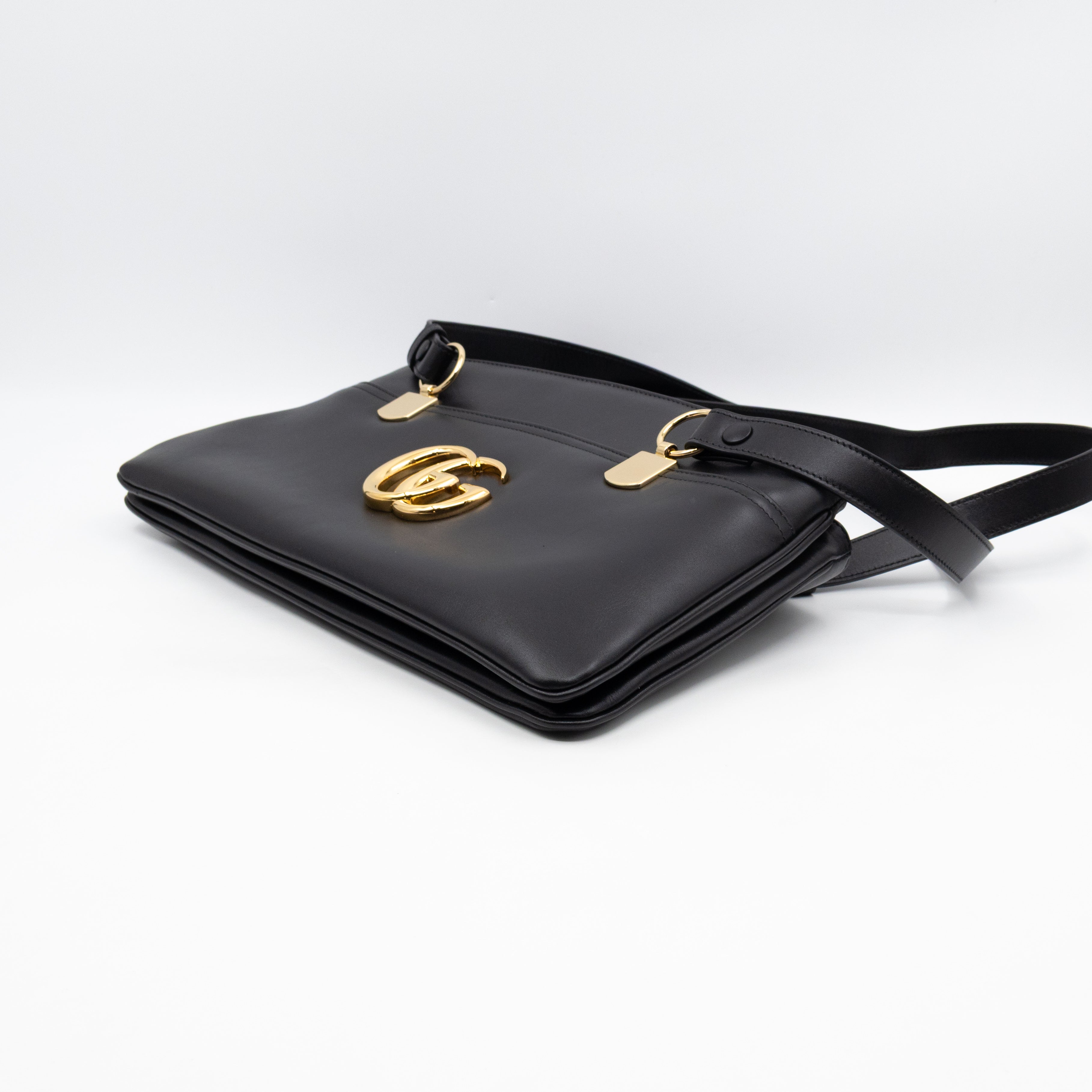 Arli Tote Large Shoulder Bag Black Smooth Leather