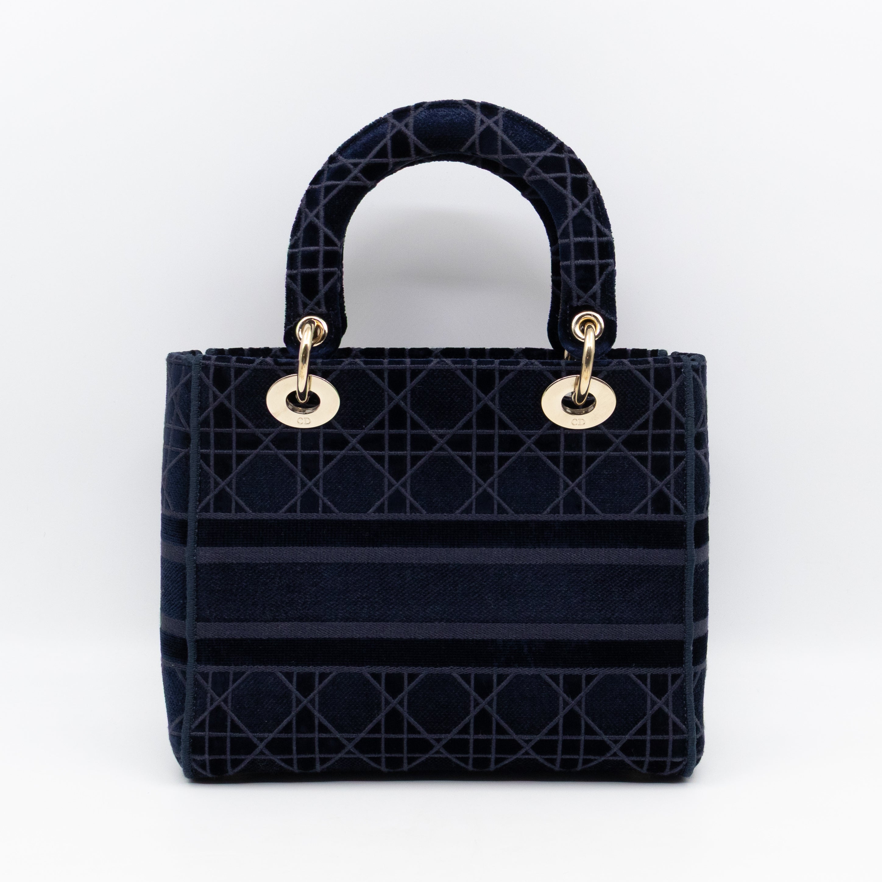 Lady D-Lite Medium Dark Blue Velvet Embroidery Cannage