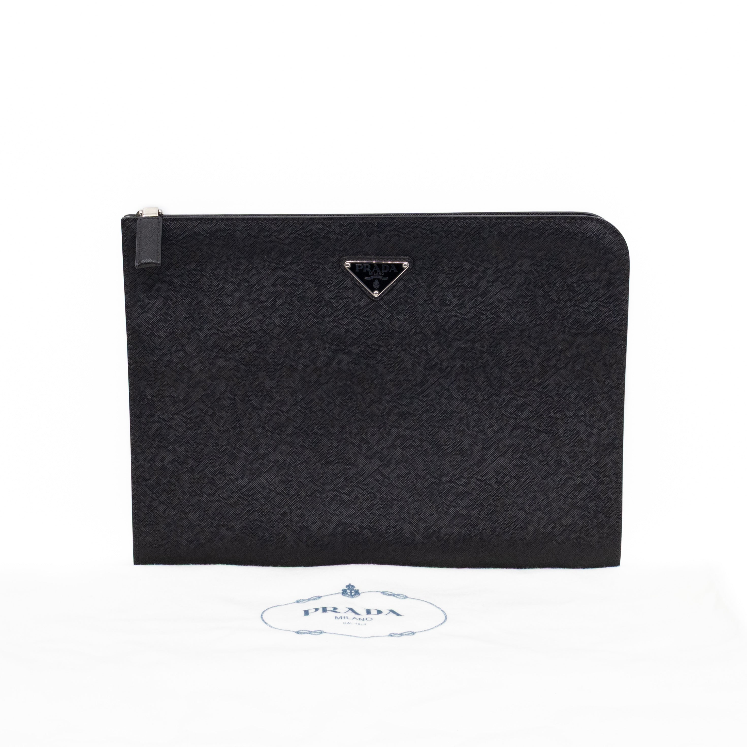Laptop Holder Black Saffiano Leather