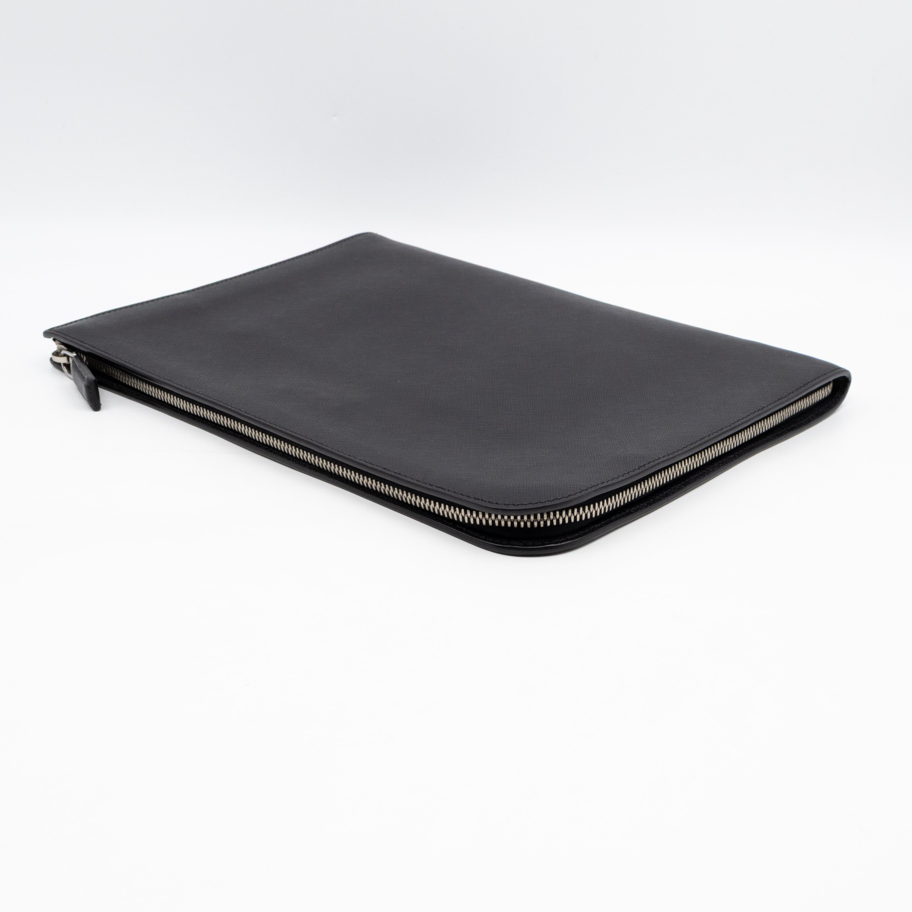 Laptop Holder Black Saffiano Leather