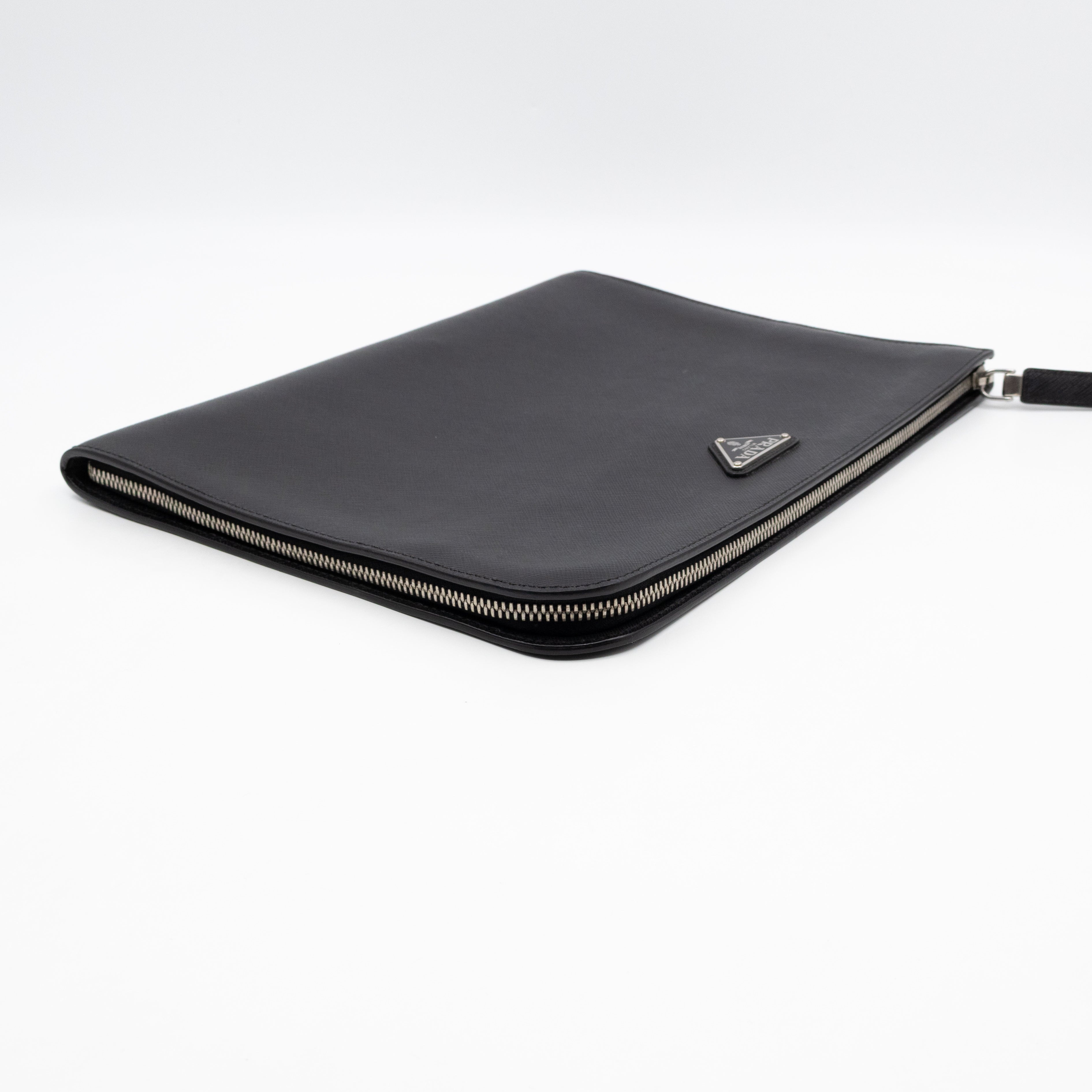 Laptop Holder Black Saffiano Leather