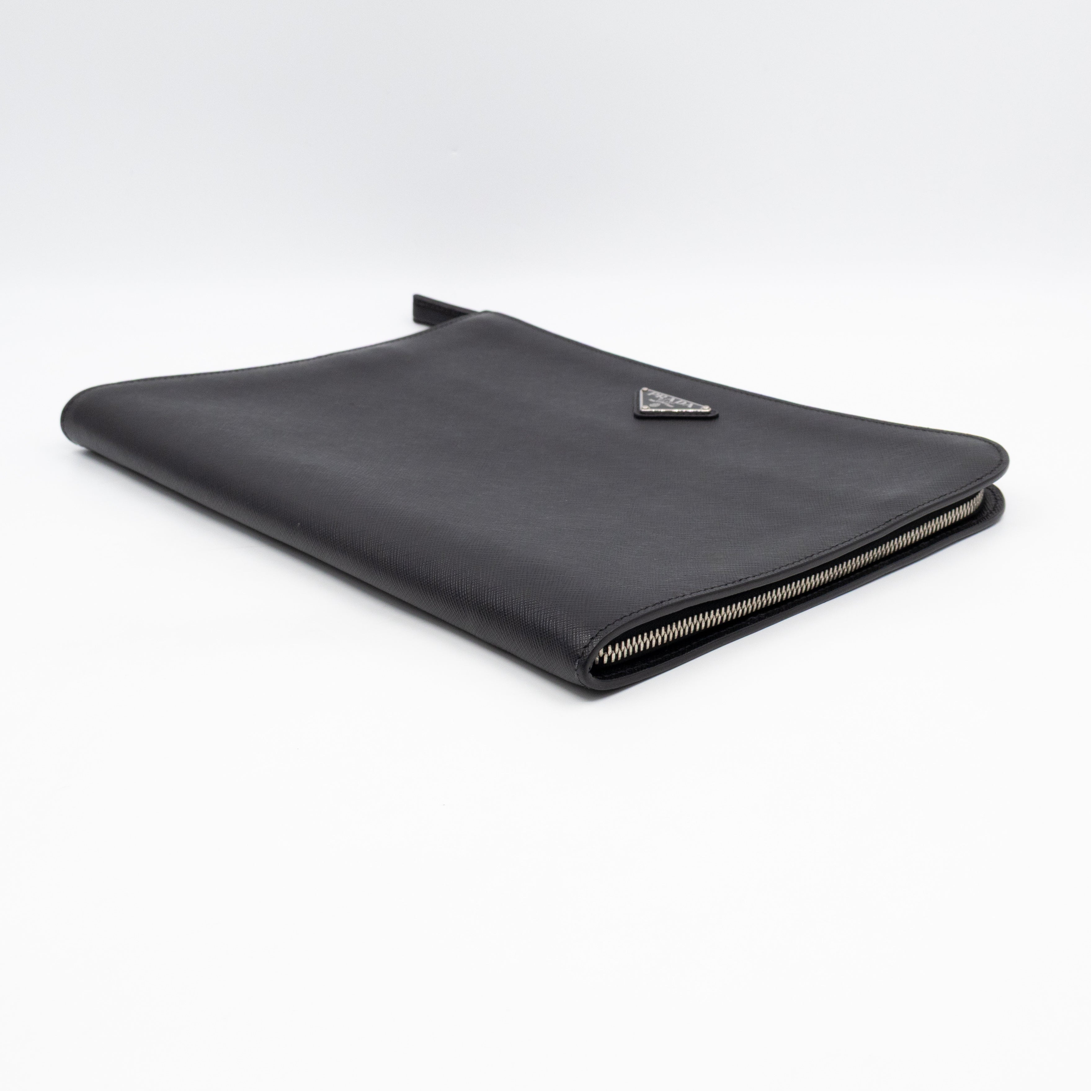 Laptop Holder Black Saffiano Leather